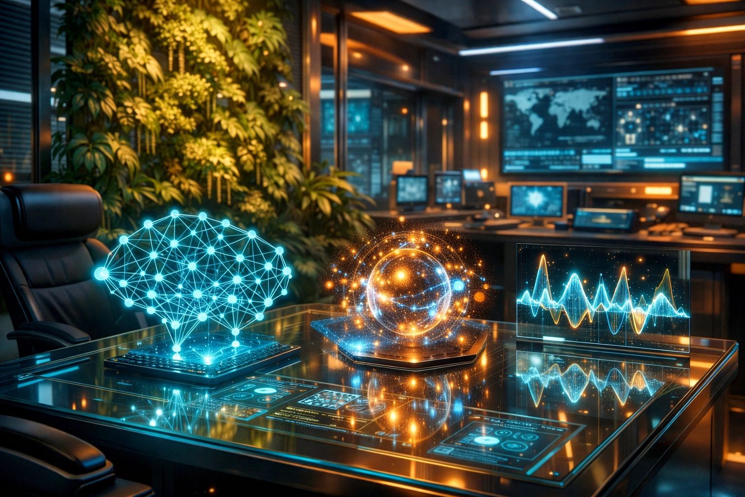 Holographic neural networks and quantum models representing specialized technical blogging niches.