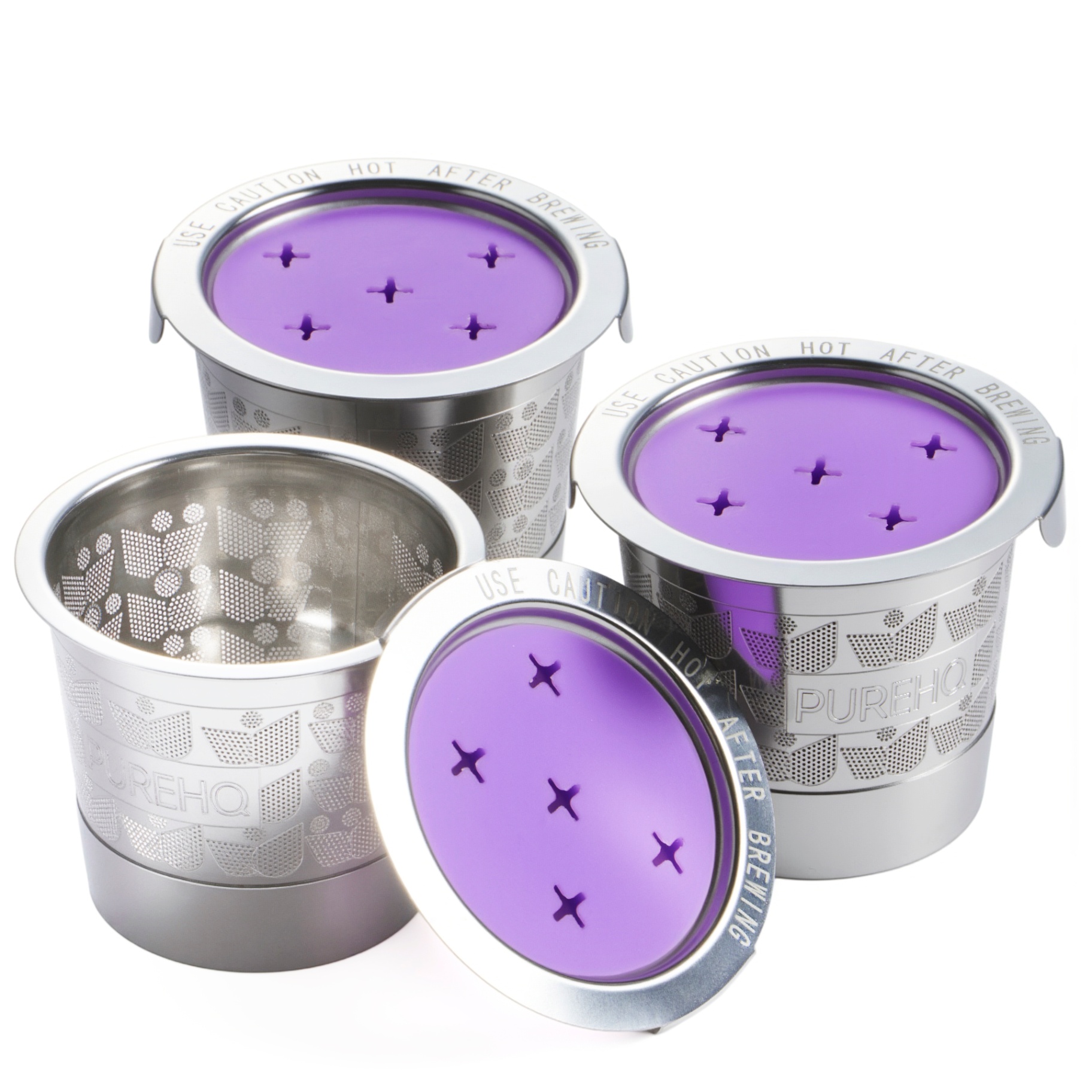 Set of three PureHQ reusable stainless steel coffee pods