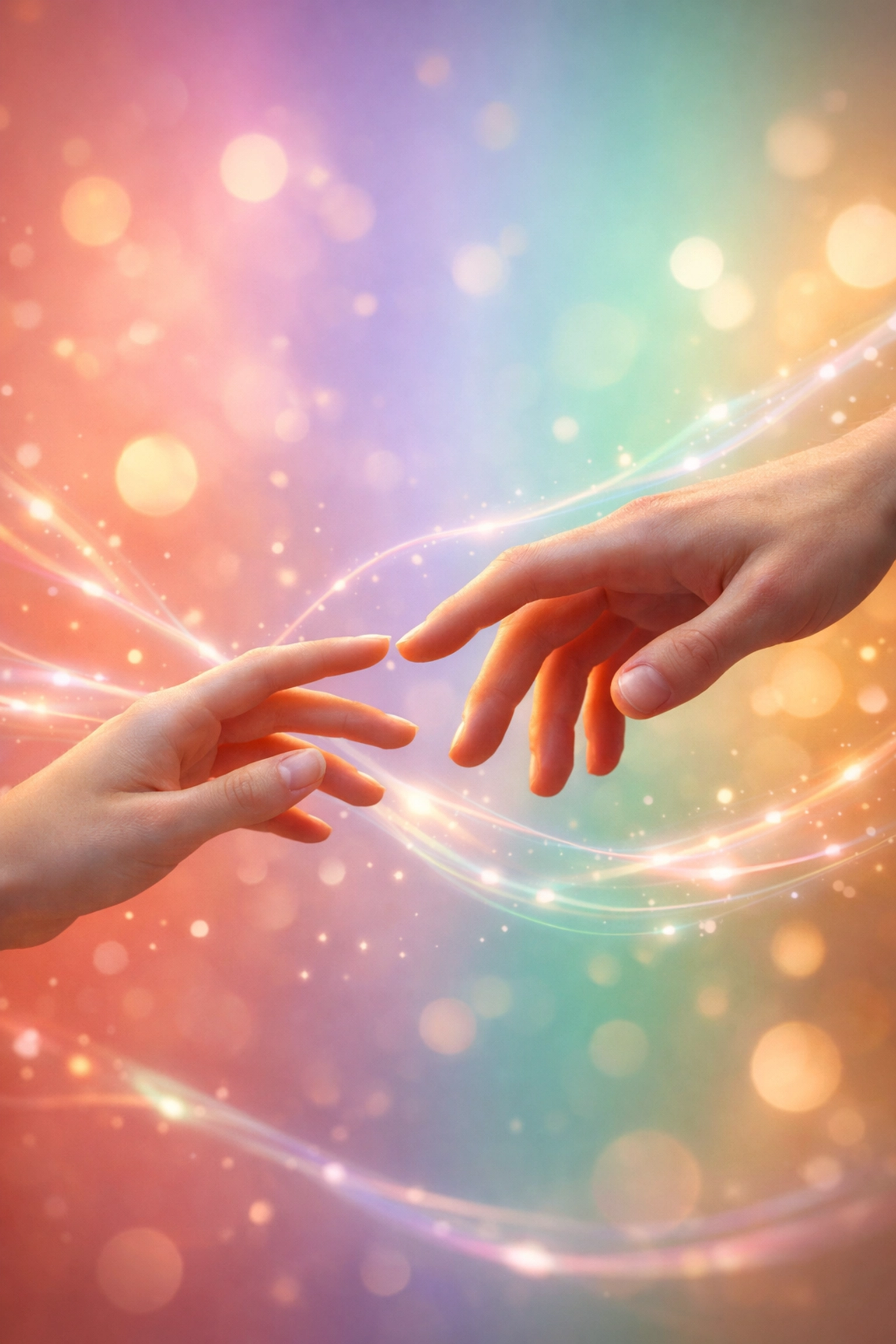 Intertwined hands reaching toward each other representing intimate connection and vulnerability