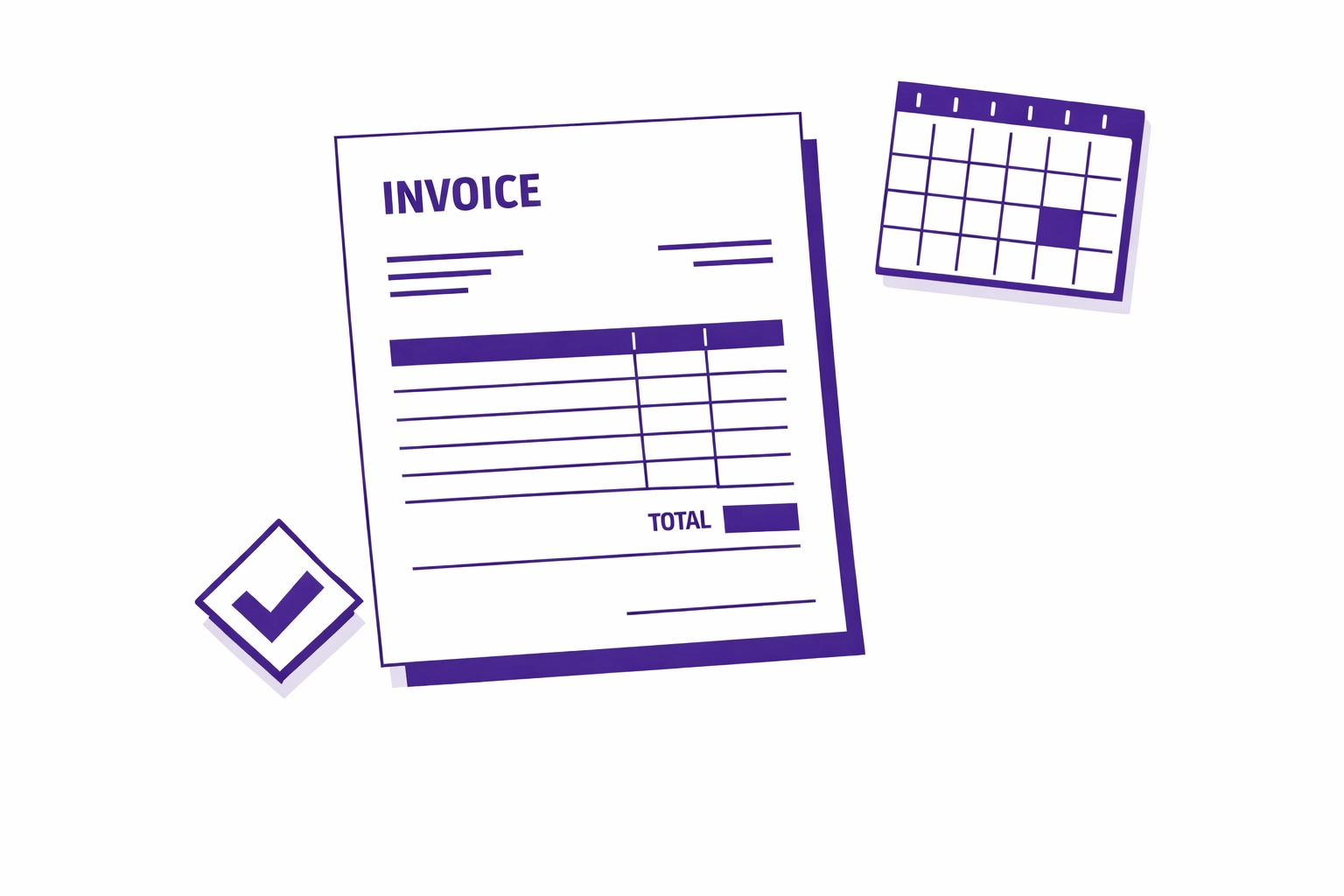 Invoice and calendar showing monthly bookkeeping services pricing structure