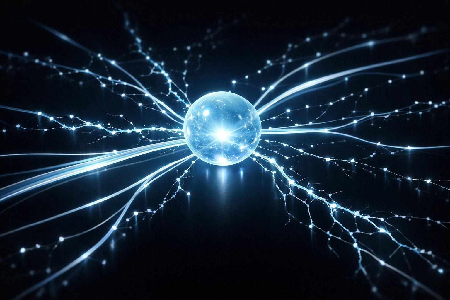 Digital network showing intelligent architecture for multi-location service operations and workflow efficiency.