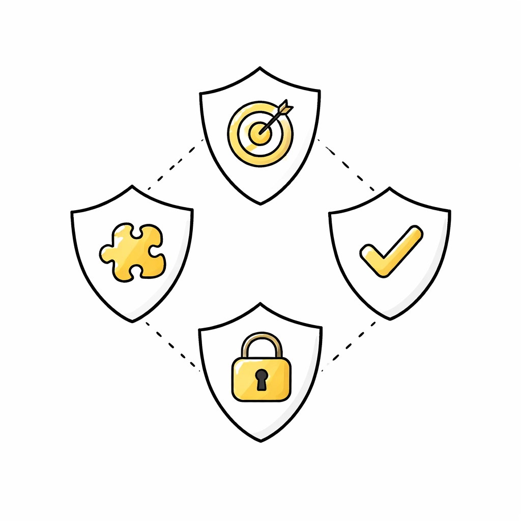 Four shield icons representing accuracy, completeness, consent, and exclusivity in first-party data strategy
