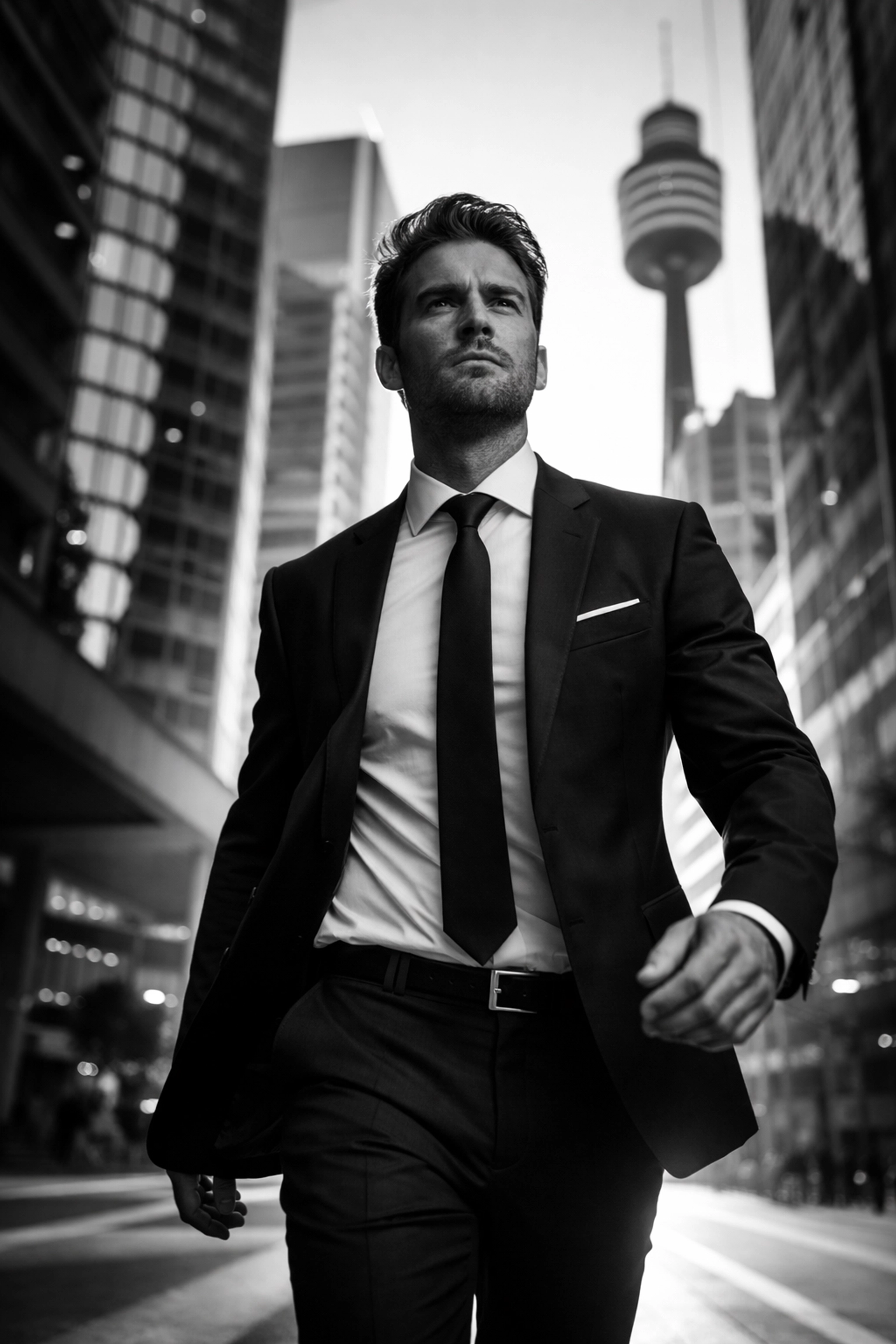 Confident professional man walking through Sydney CBD, representing ambition and a new approach to dating.