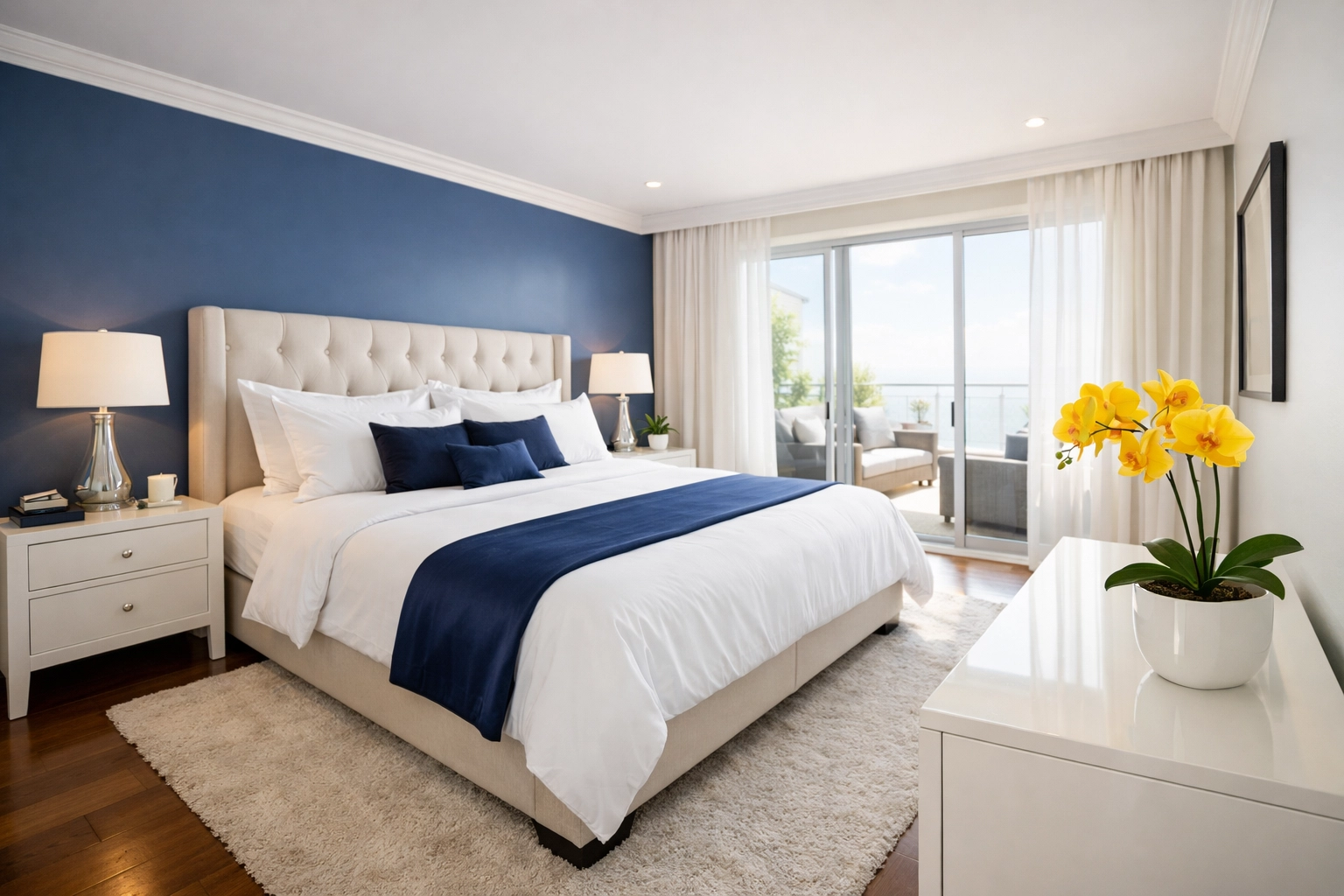 Master bedroom suite with dust-free surfaces and fresh linens from reliable cleaning services near me.