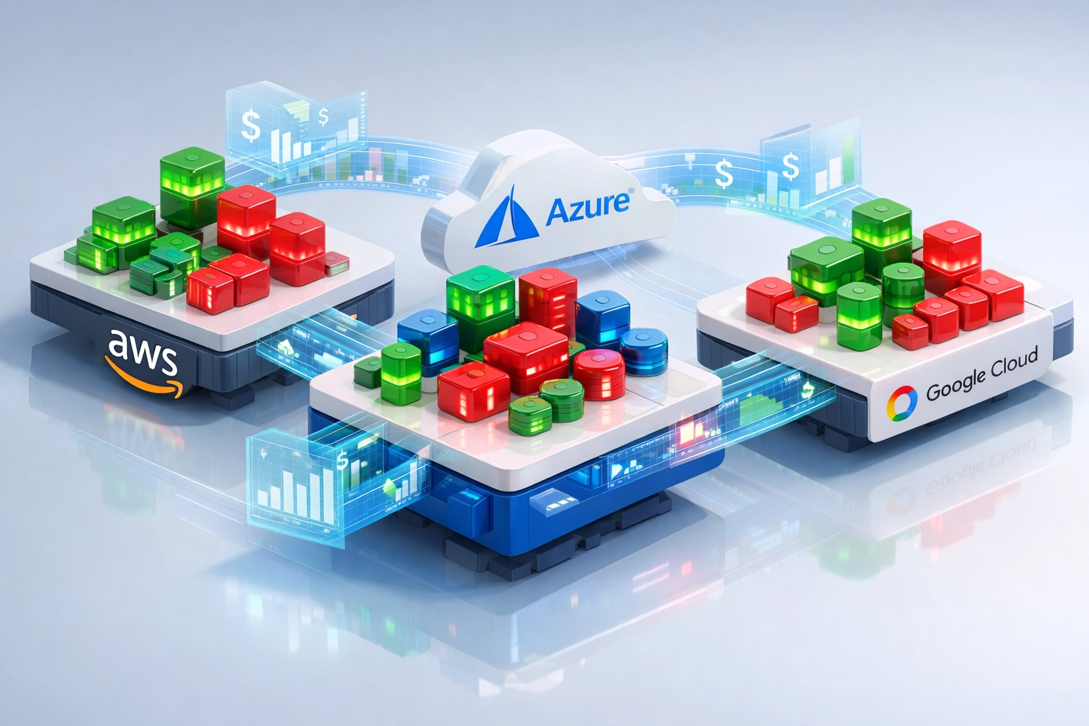 Multi-cloud ServiceNow ITOM infrastructure showing cost optimization and resource management