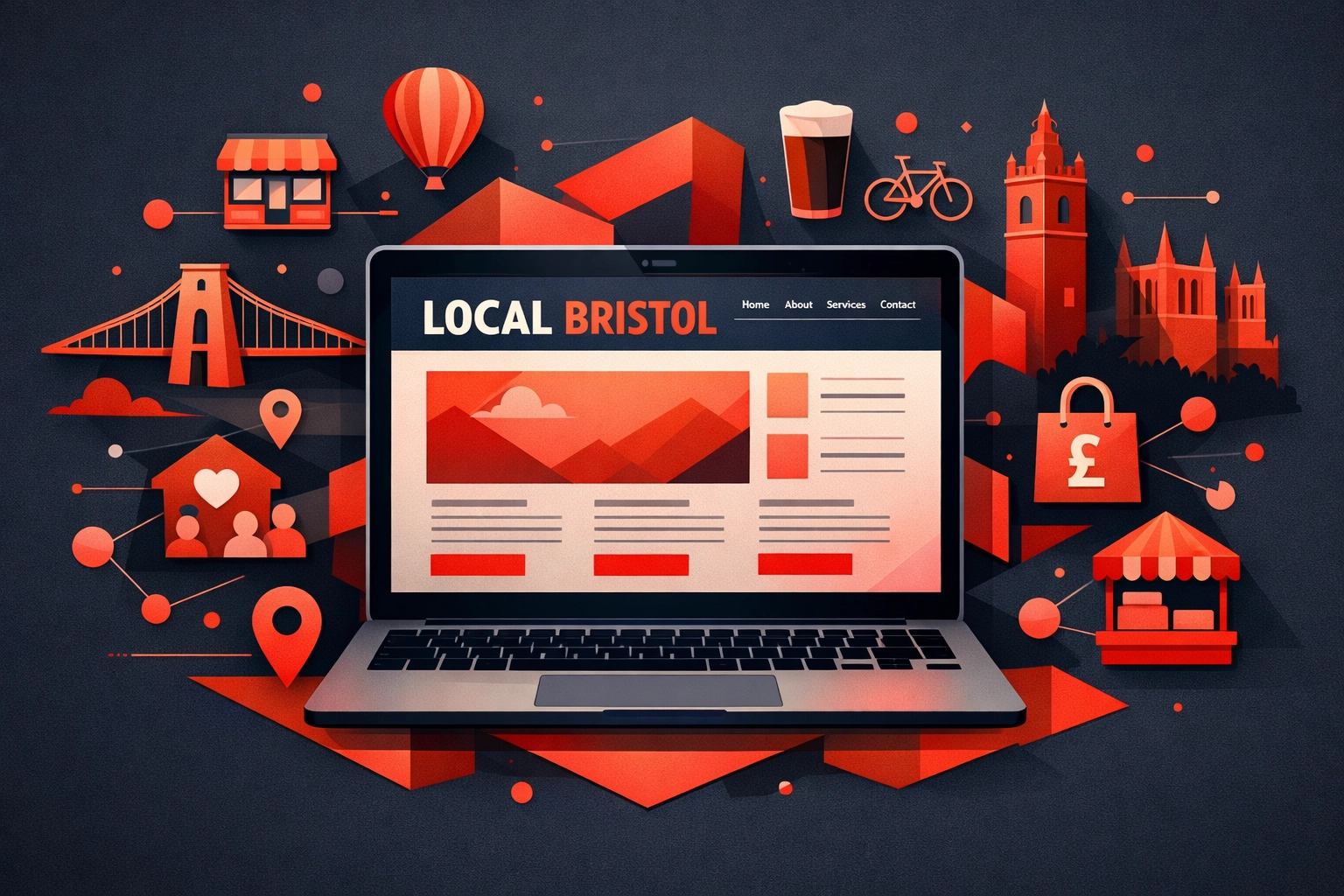 Website design for Bristol business with local market elements and community connections