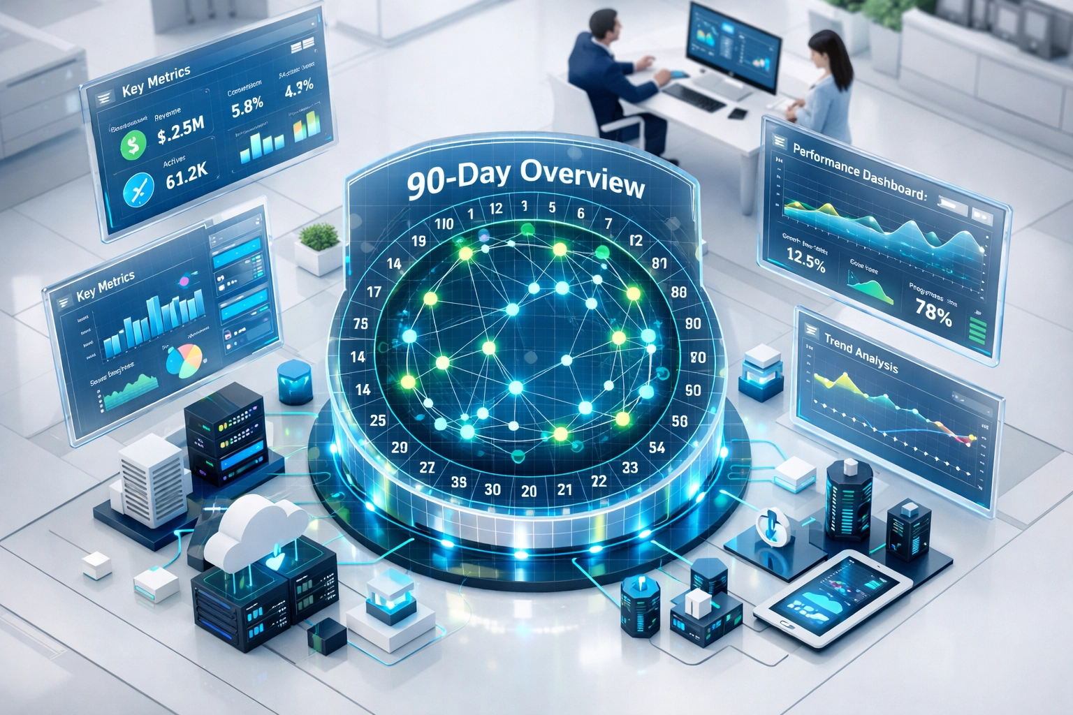 ServiceNow ITOM performance monitoring dashboard tracking KPIs and metrics during 90-day baseline period