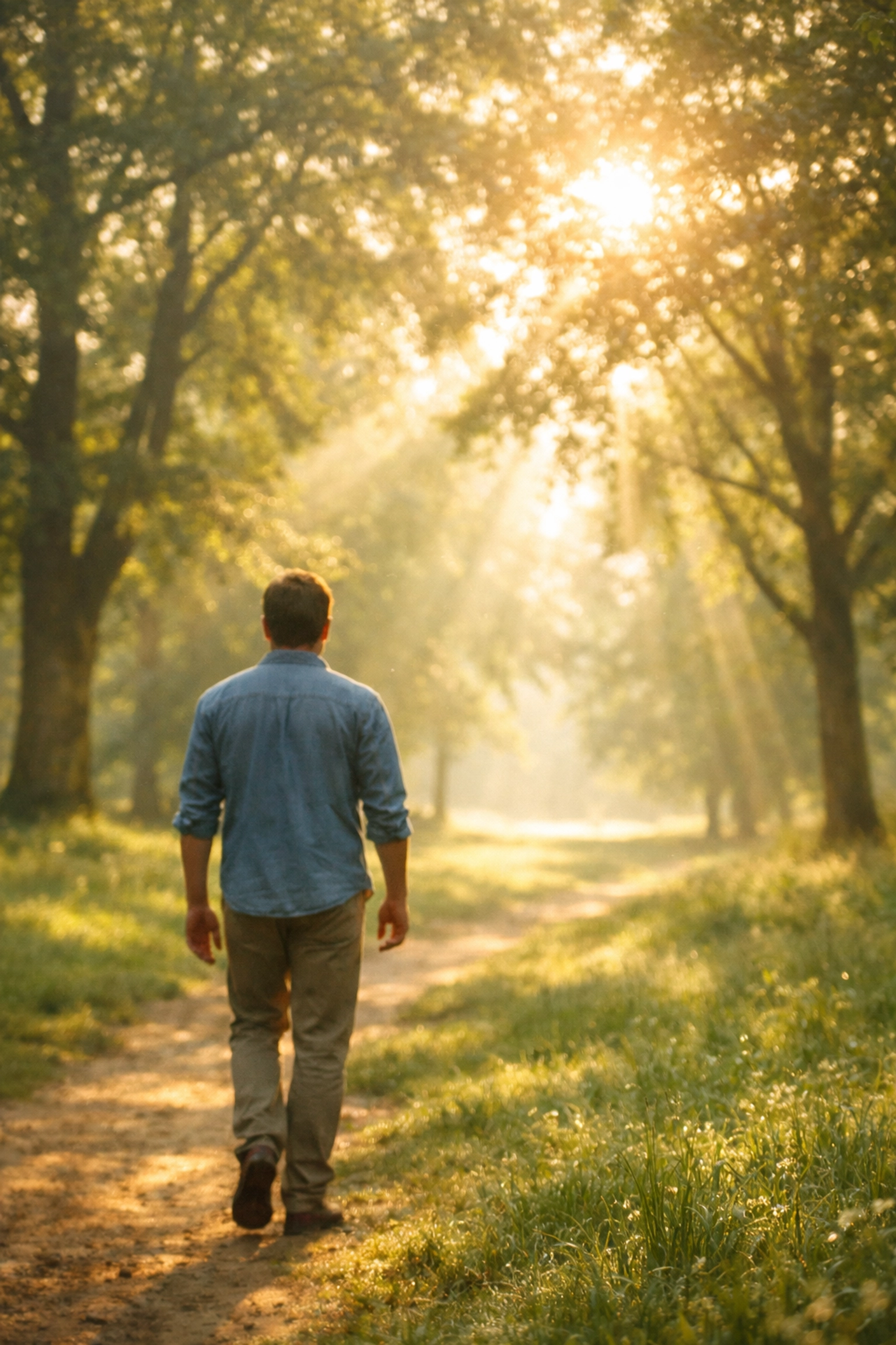 Szabadban sétáló magabiztos férfi, a pornómentes élet és a szexuális egészség visszanyerése után.