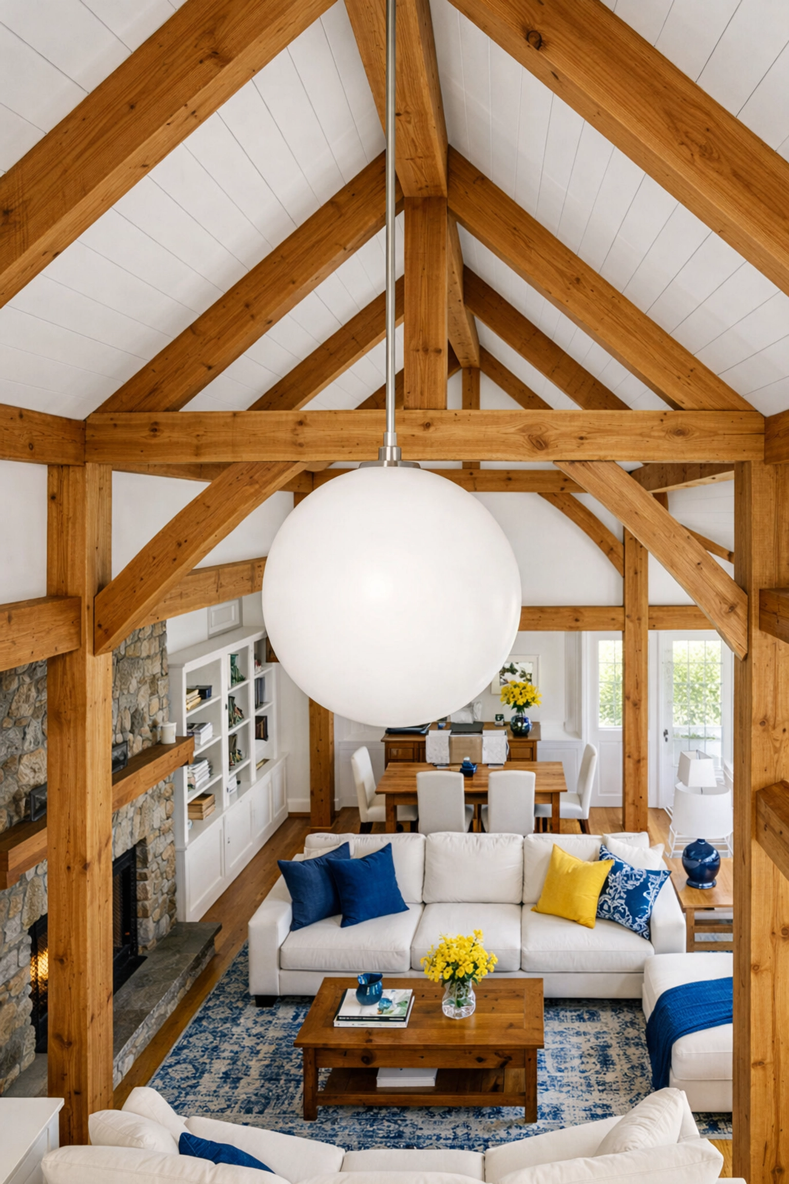 Cleaned exposed beams and vaulted ceilings in a luxury Lexington Mid-Century Modern home.