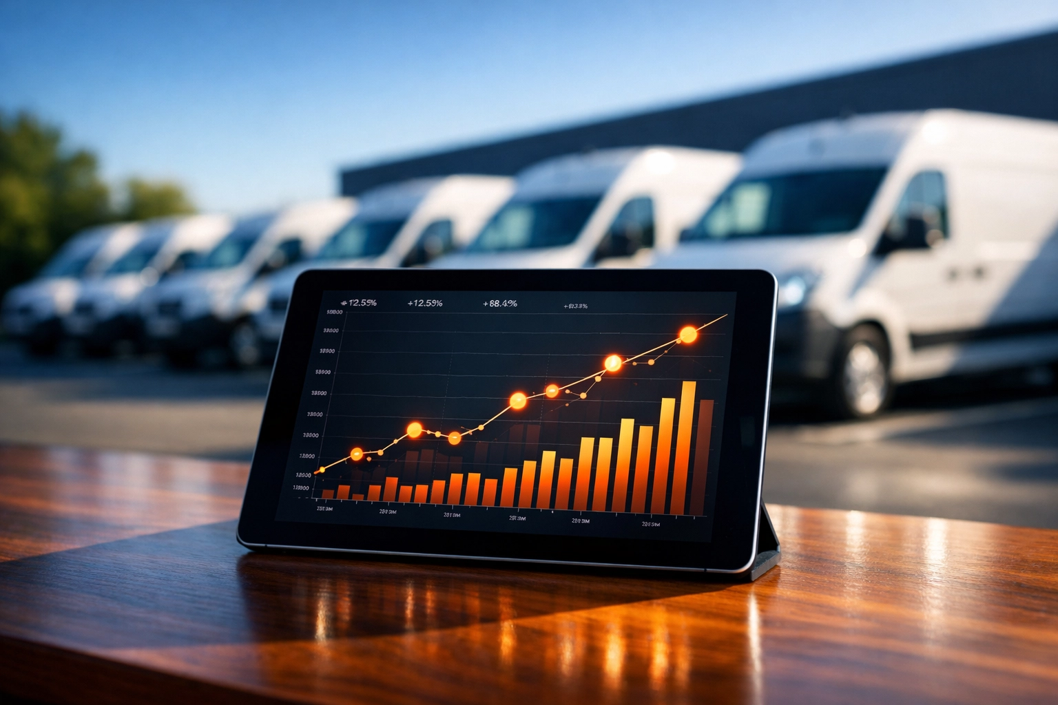 Financial growth chart on a tablet used for a professional valuation of hvac company.