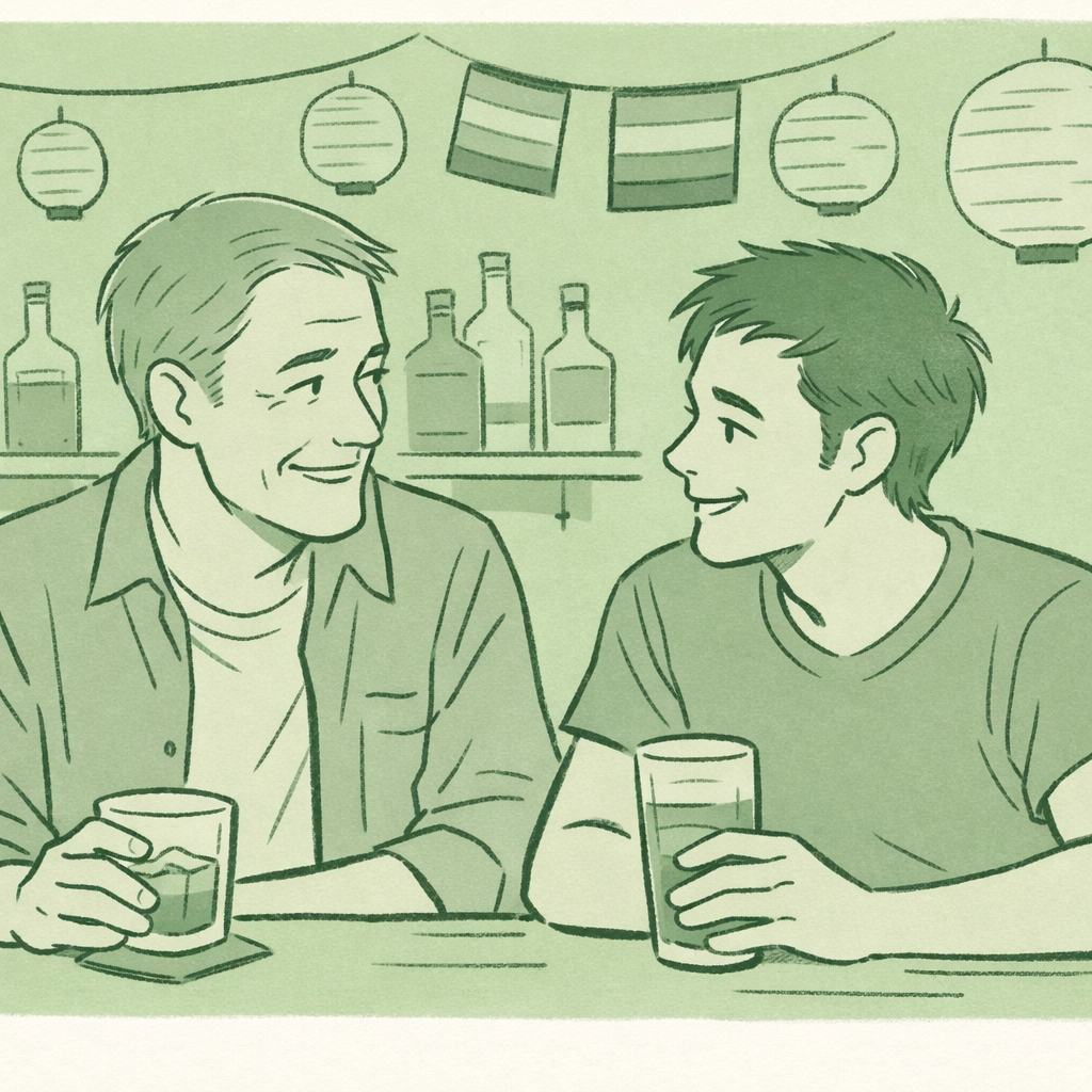 Intergenerational gay men building chosen family in Shinjuku Ni-chome bar, Tokyo