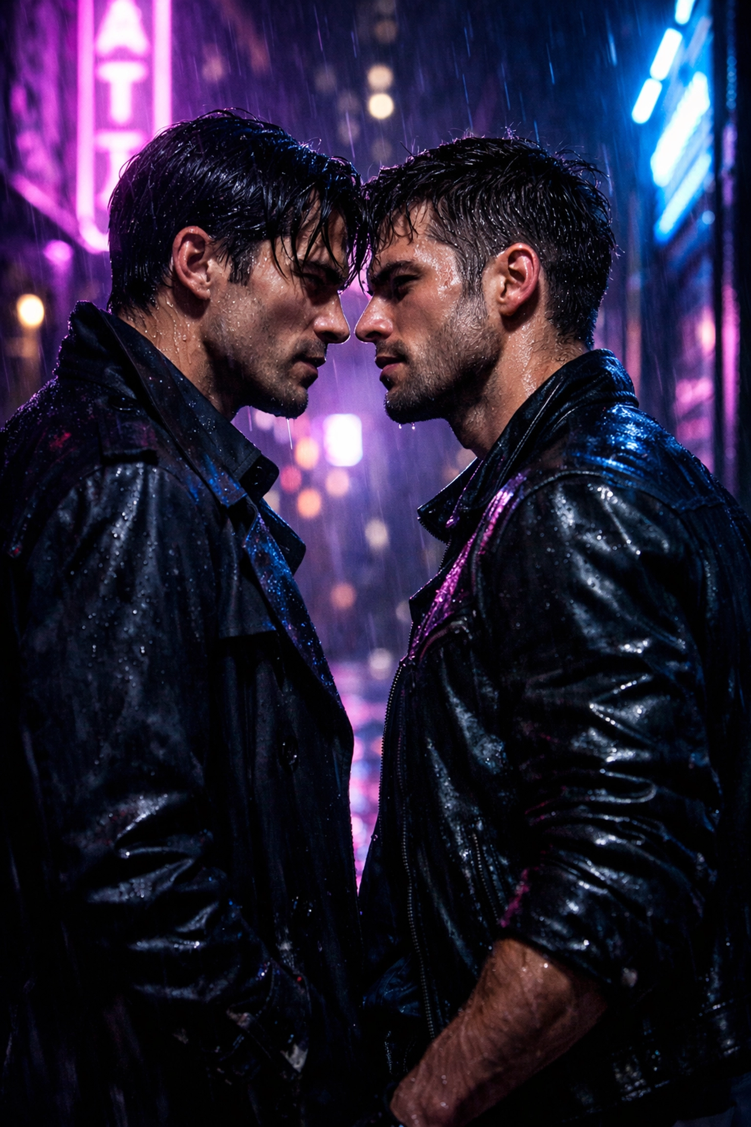 Two men in an intense urban standoff, representing the gritty enemies-to-lovers trope in dark MM romance books.
