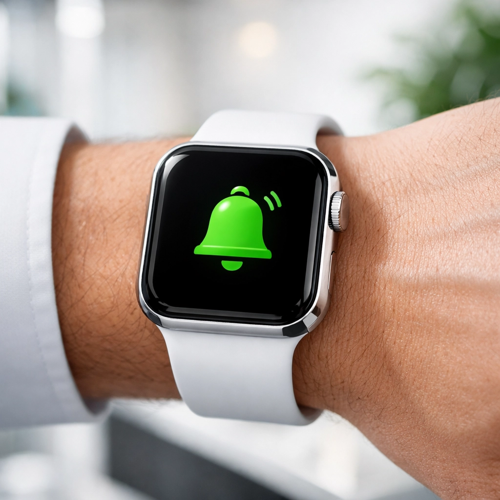 Smartwatch displaying an automated appointment reminder notification for a service business.