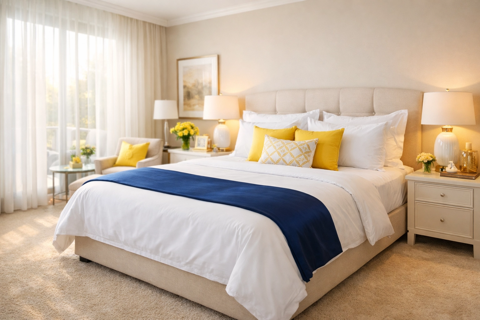 Freshly cleaned luxury master bedroom suite from a House Cleaning Service in Shrewsbury MA.