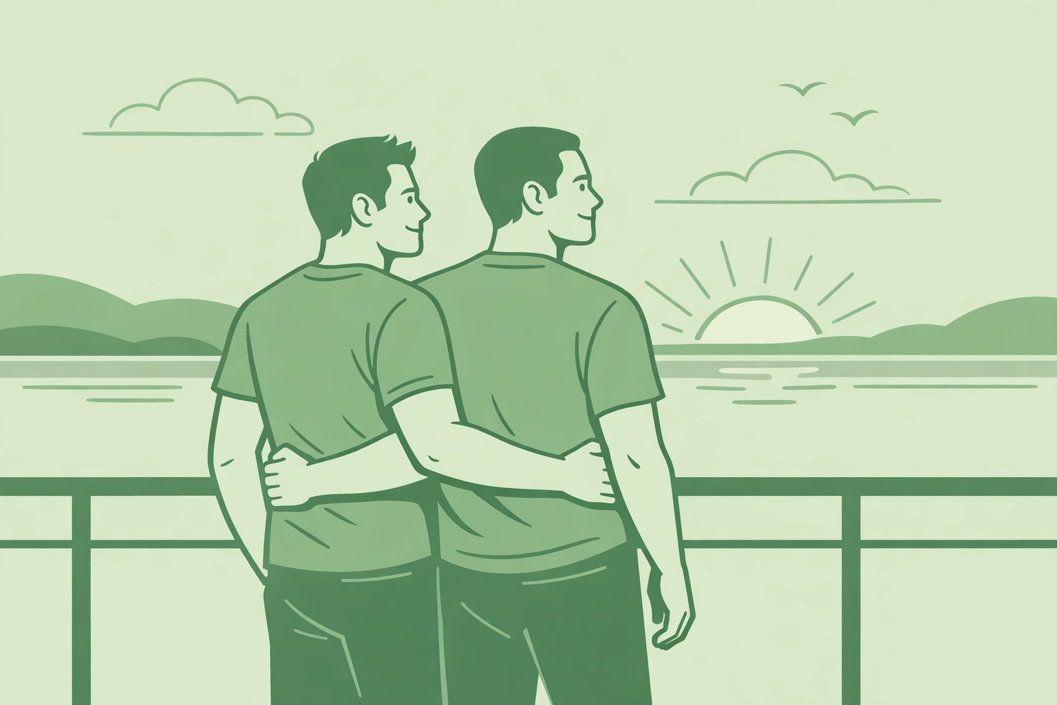 Two men looking at the horizon, symbolizing an authentic truth and the future of 2026 gay books.