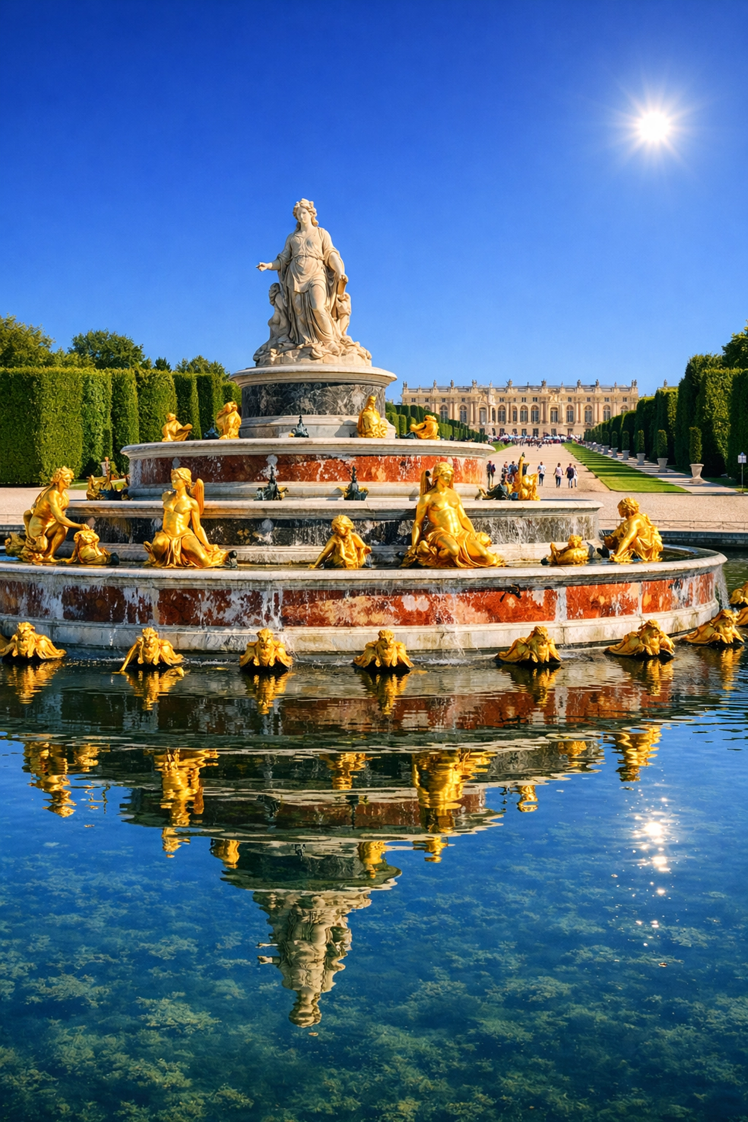 Latona Fountain in the Gardens of Versailles, highlighting the best photography locations for garden landscapes.