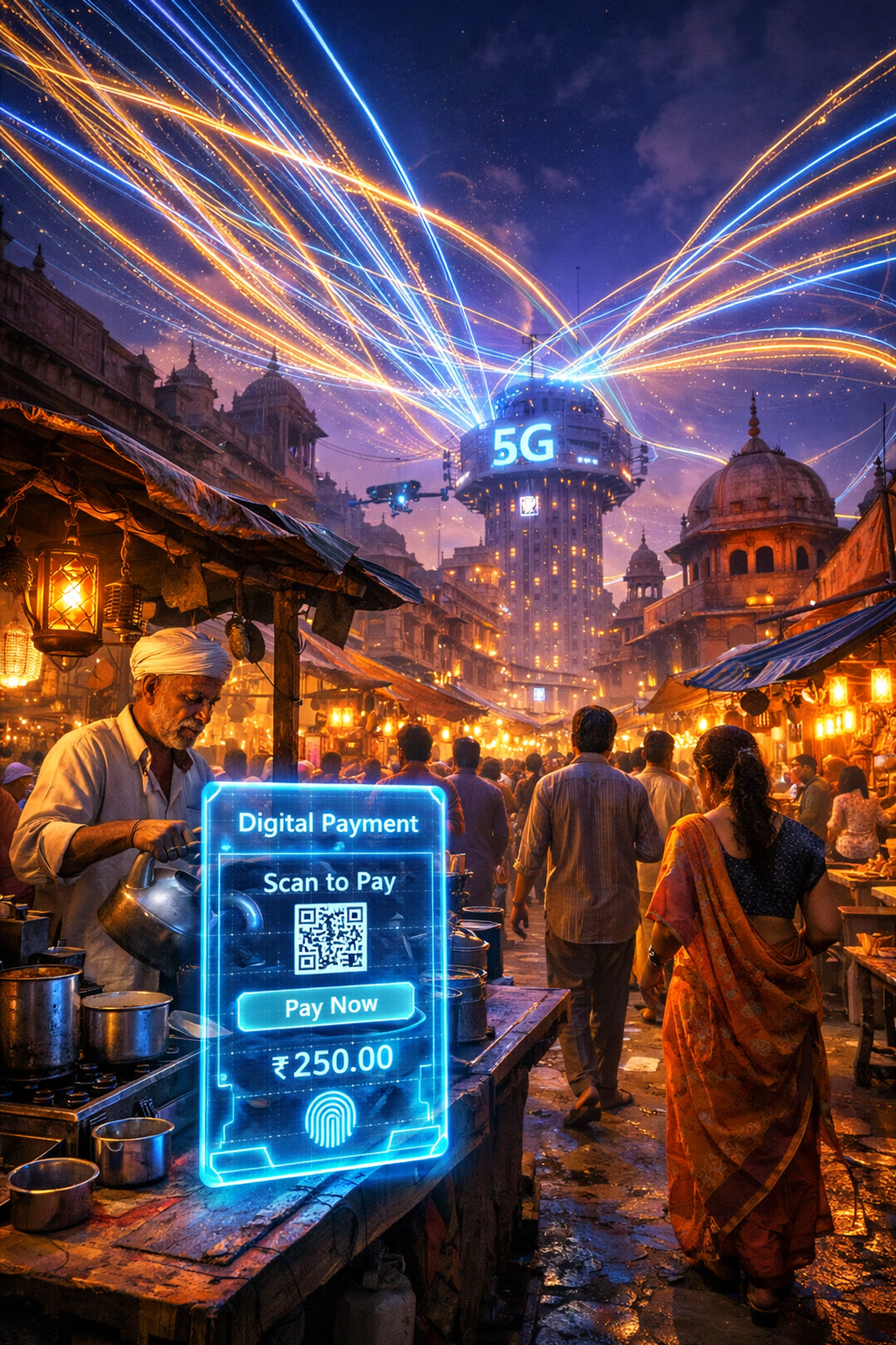 Digital payment interface at an Indian tea stall, showcasing the infrastructure growth mentioned in startup news India.