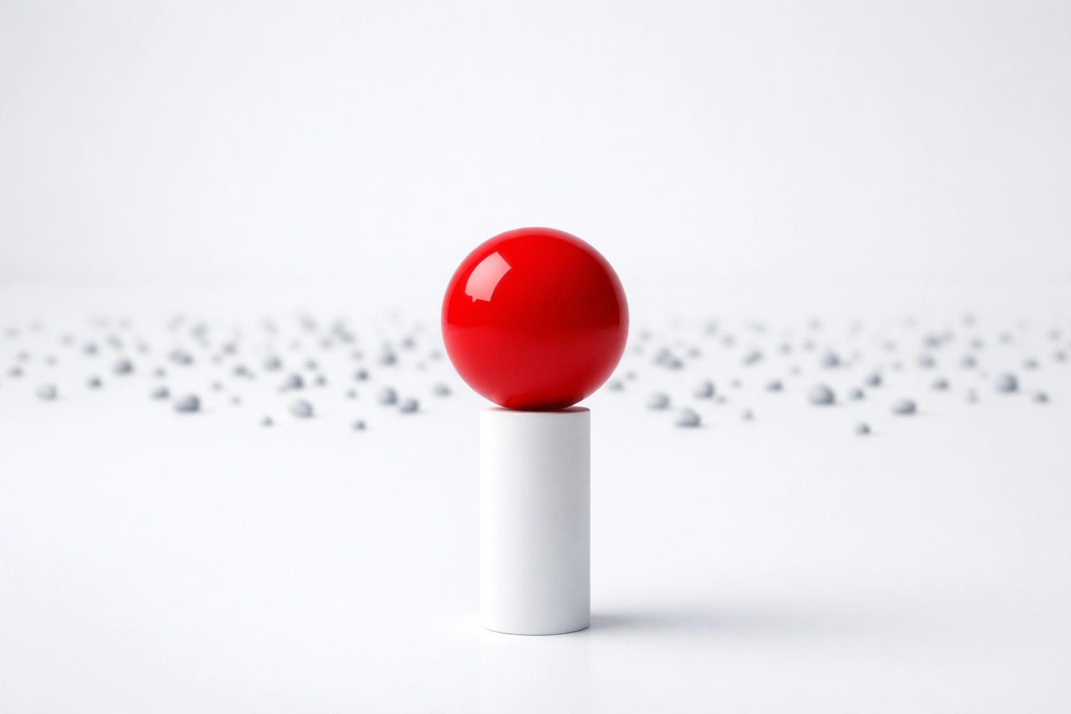 A red sphere on a pedestal representing high-quality SEO leads versus vanity traffic metrics.