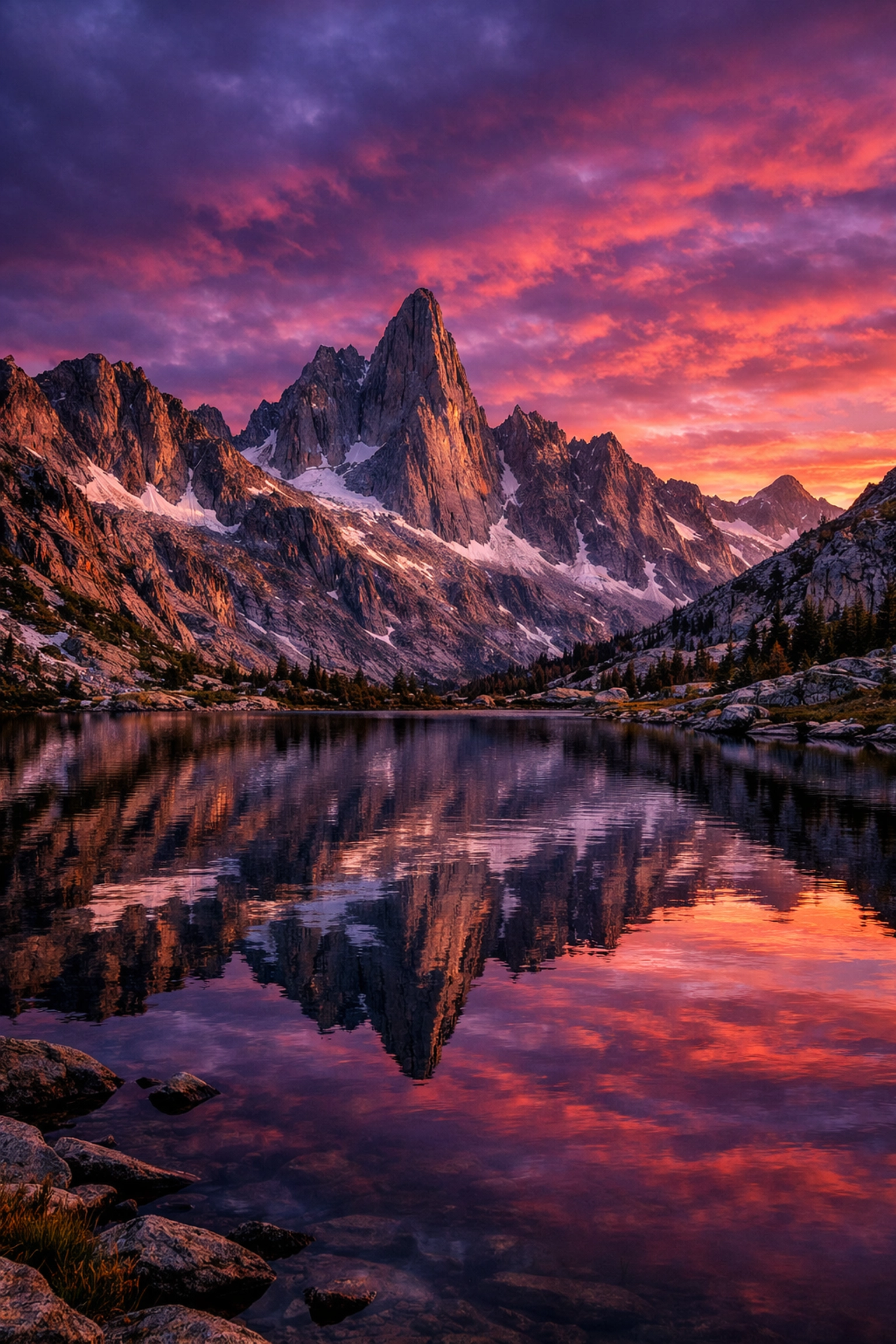High detail landscape photo of mountains at sunset captured using manual mode settings.