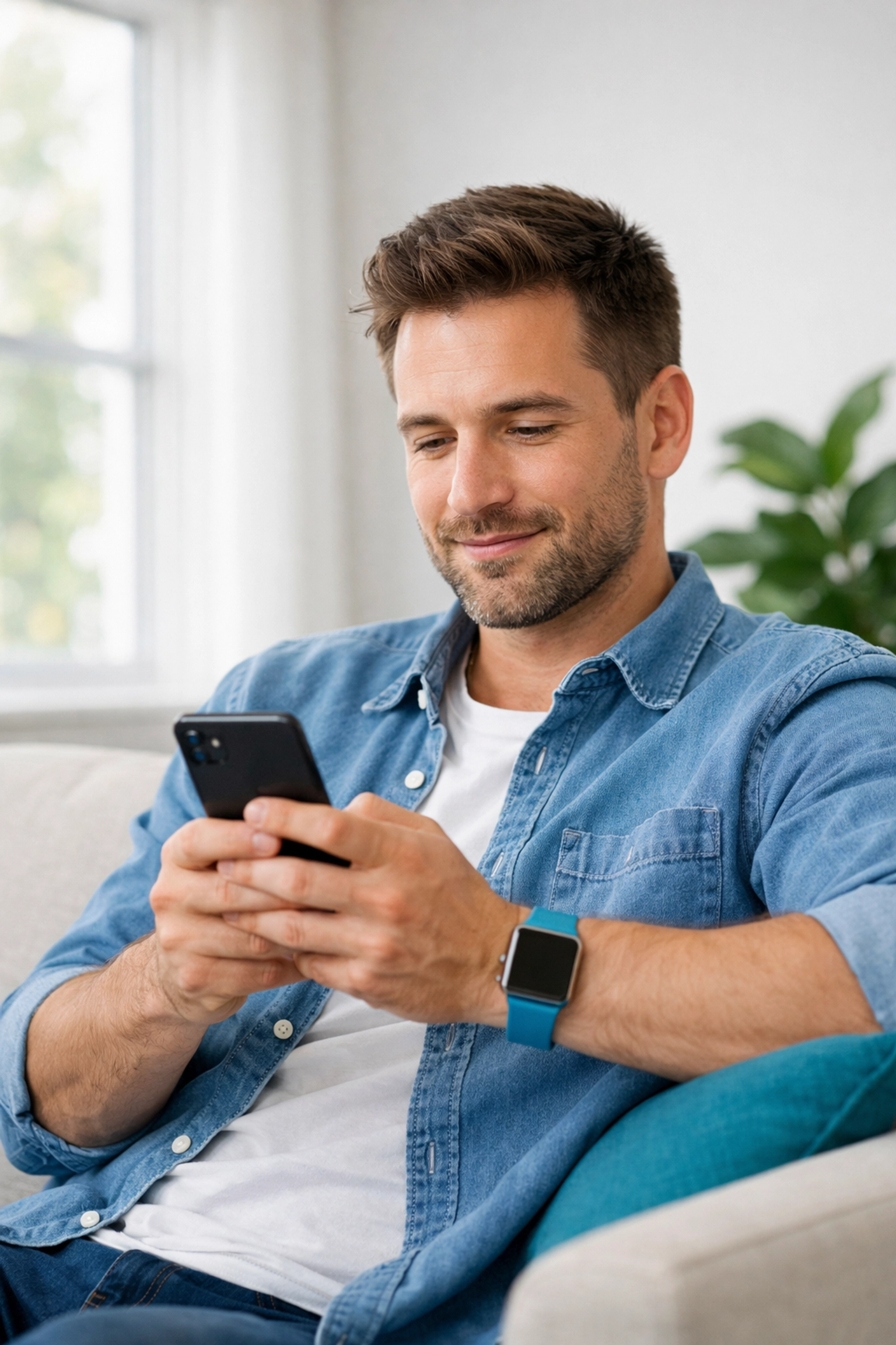 A customer manages subscriptions on a smartphone, showing the trust built by transparent credit card processing.