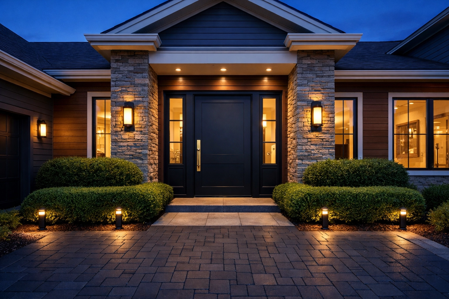 Modern Cleveland suburban home entrance with high curb appeal
