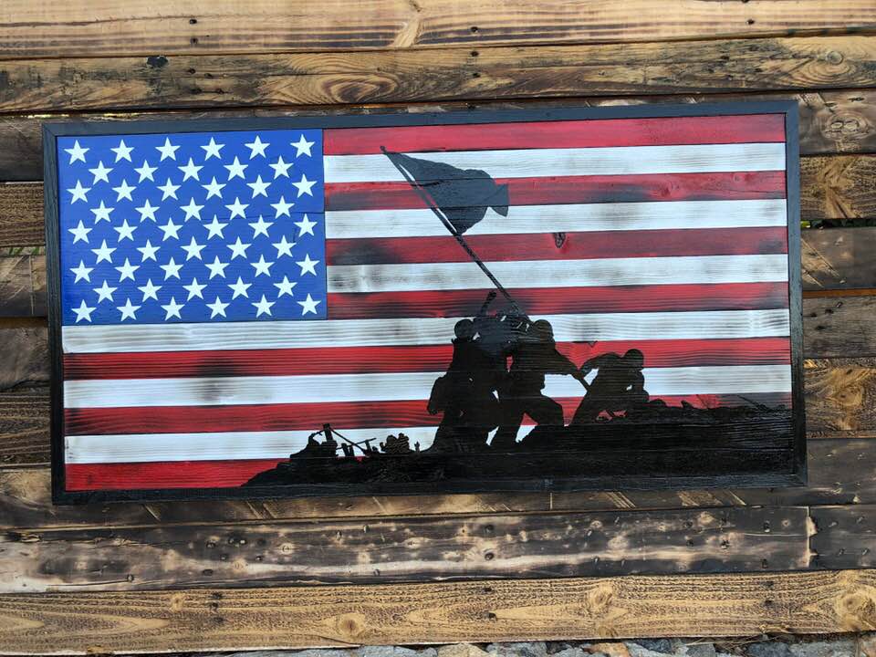 Handcrafted Wooden American Flag Wall Art