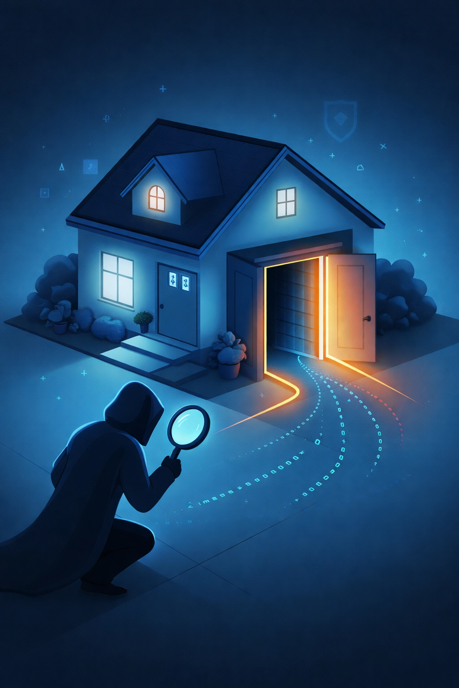 Illustration of a house with a hidden back door discovered, symbolizing zero-day vulnerabilities for Venice FL businesses