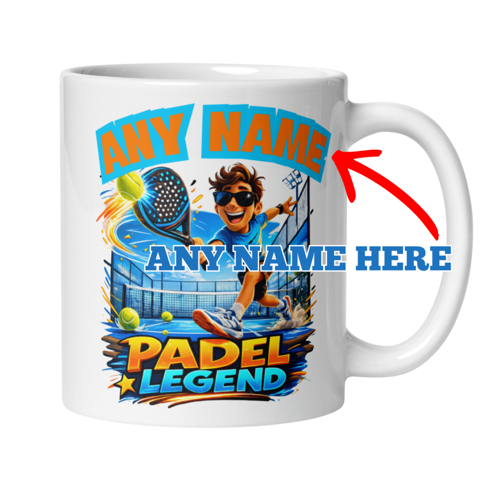 Padel Legend personalised mug with ANY NAME to stop mug theft