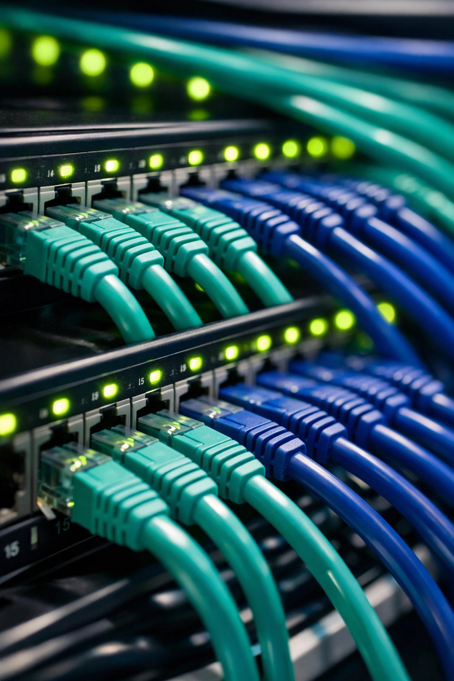 Neatly organized network patch panel illustrating professional structured cabling services in Canada.