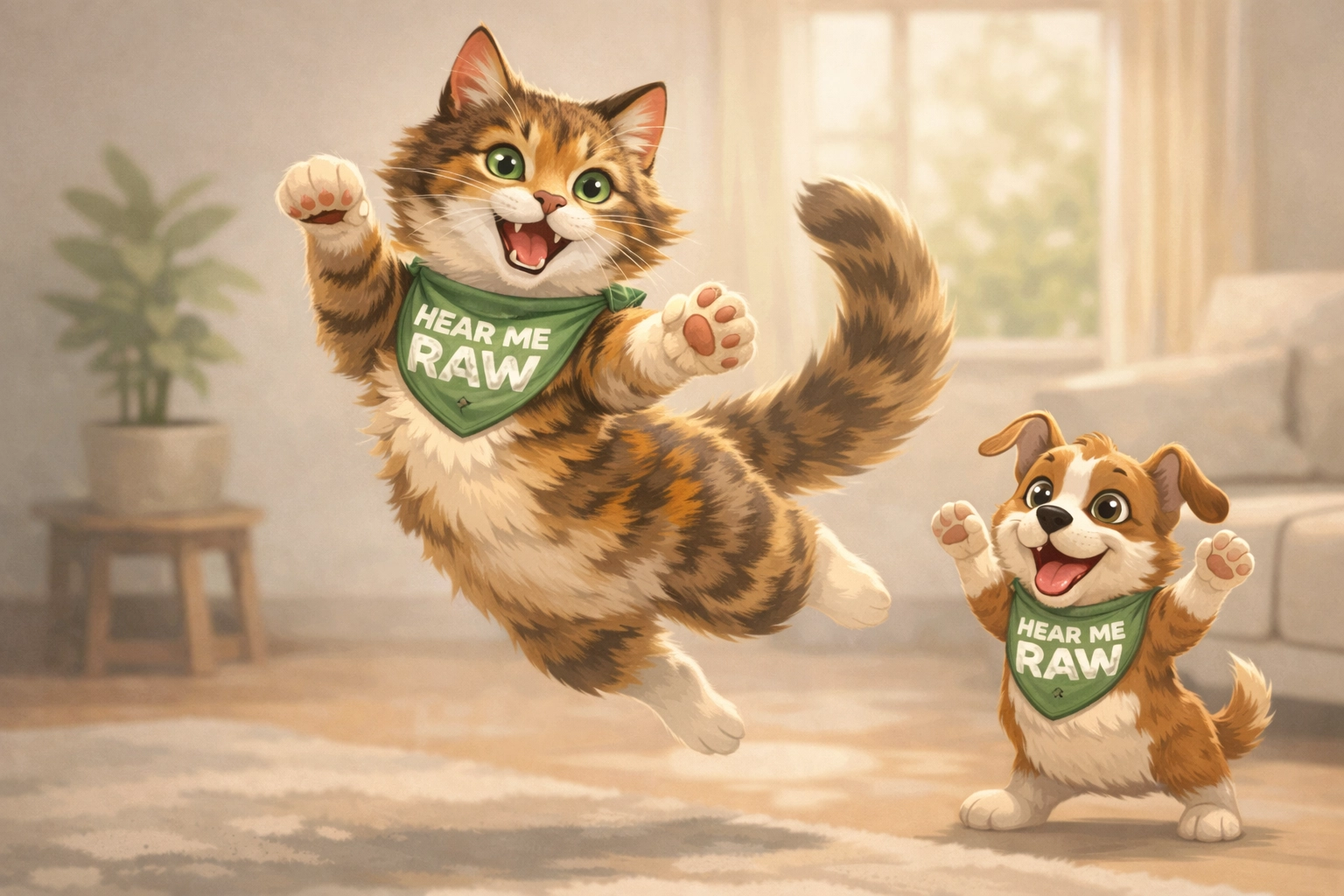 Energetic healthy cat playing after switching to complete balanced raw diet