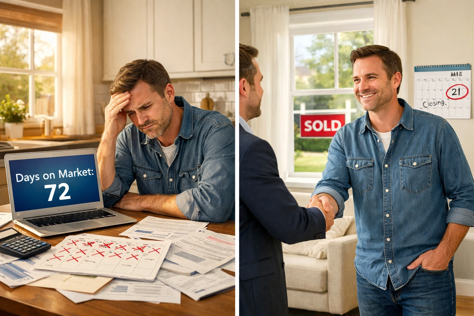 Comparison of traditional home listing timeline versus fast Phoenix cash offer closing in 21 days