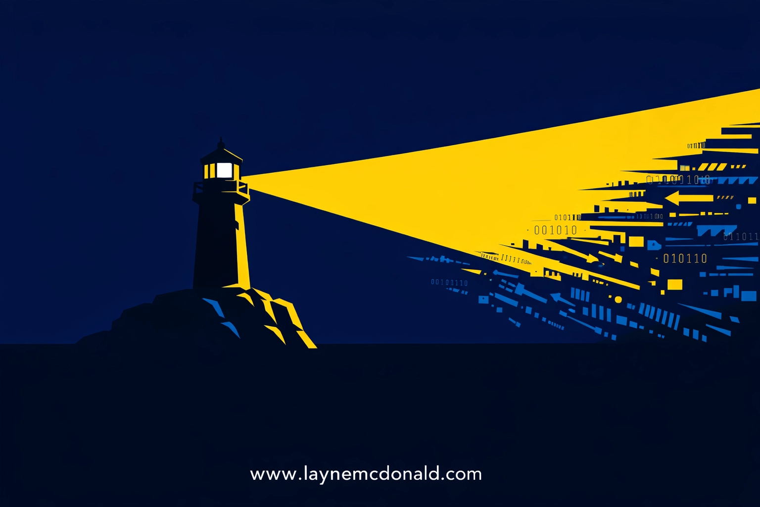 A lighthouse beam cutting through digital noise to illustrate protective faith-based leadership in the home.