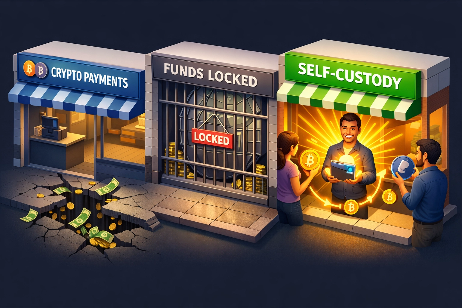 Comparison of self-custody merchant accounts vs traditional crypto payment processors