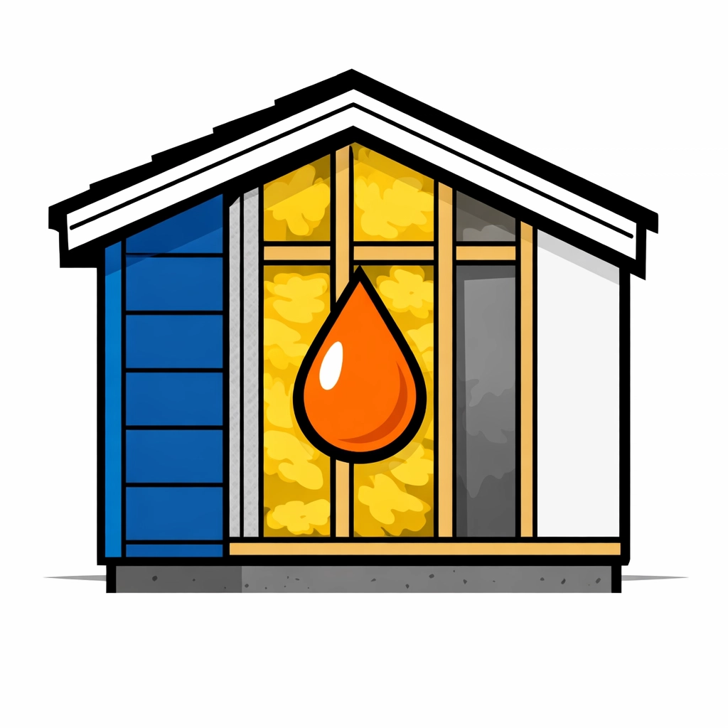 Diagram showing hidden moisture inside a wall, highlighting the need for home watch in Florida.