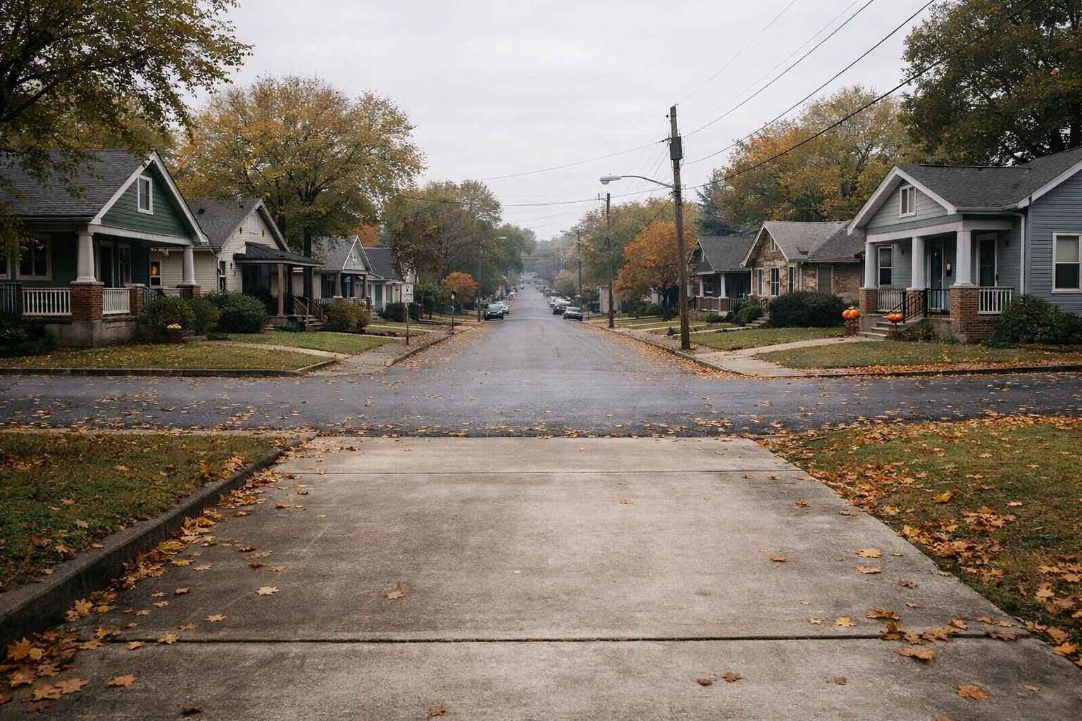 Quiet Nashville residential neighborhood street with single-family homes for sale