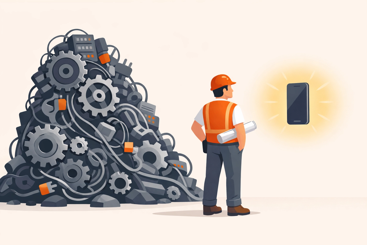 Contractor choosing a simple contractor photo app over bloated and complex project management software.