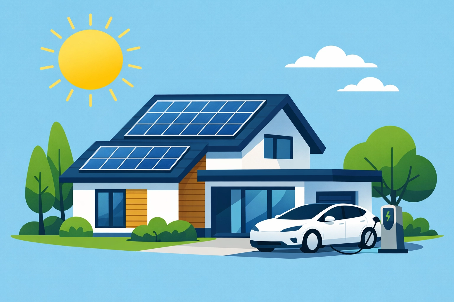 Clean illustration of an energy-efficient home for 2026 tax update credits.
