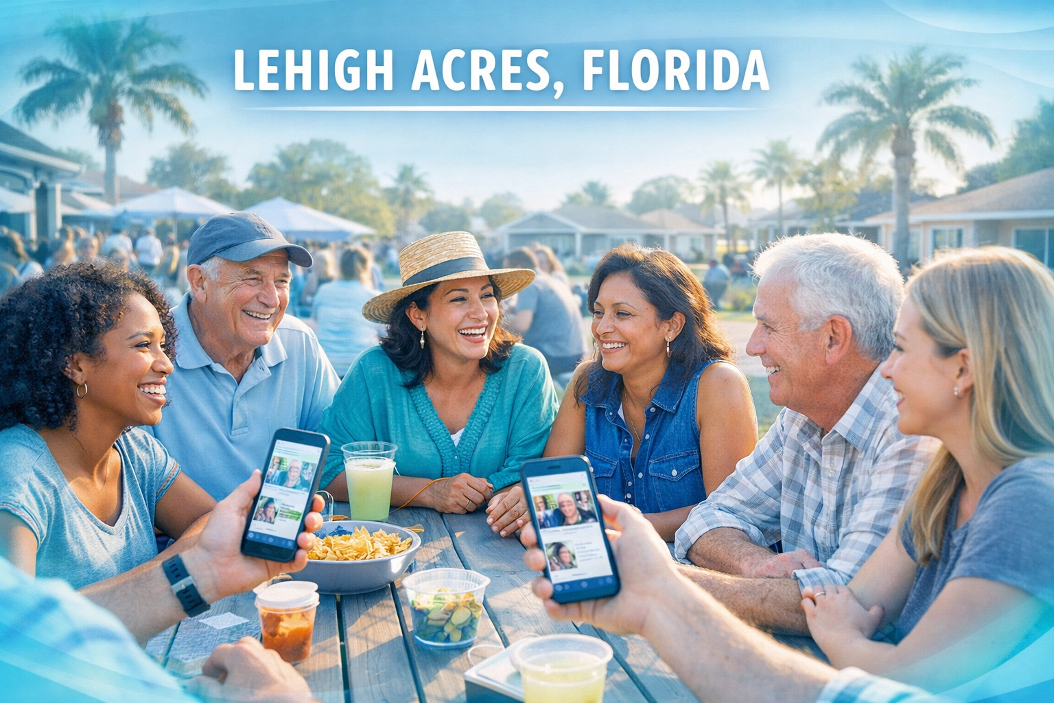 Lehigh Acres neighbors gathering at a community event, building local connections and trust