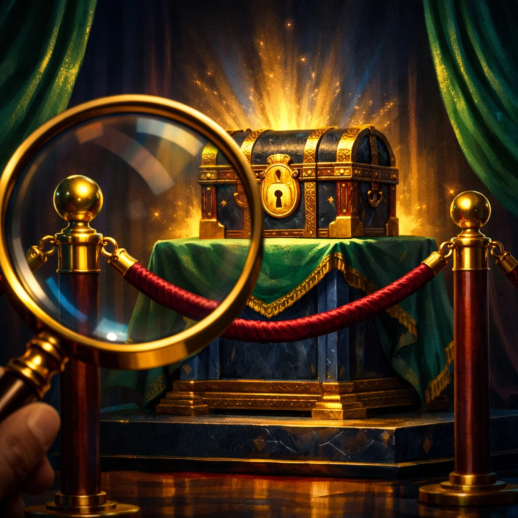 Exclusive investment opportunity behind velvet ropes examined with magnifying glass