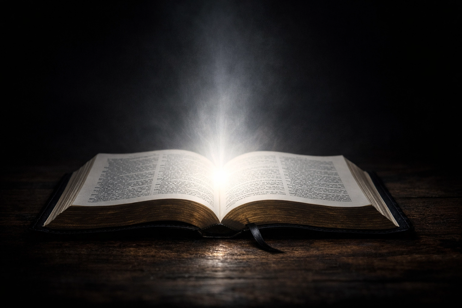 An open Bible glowing with light, representing the living power of God's Word for spiritual revival.
