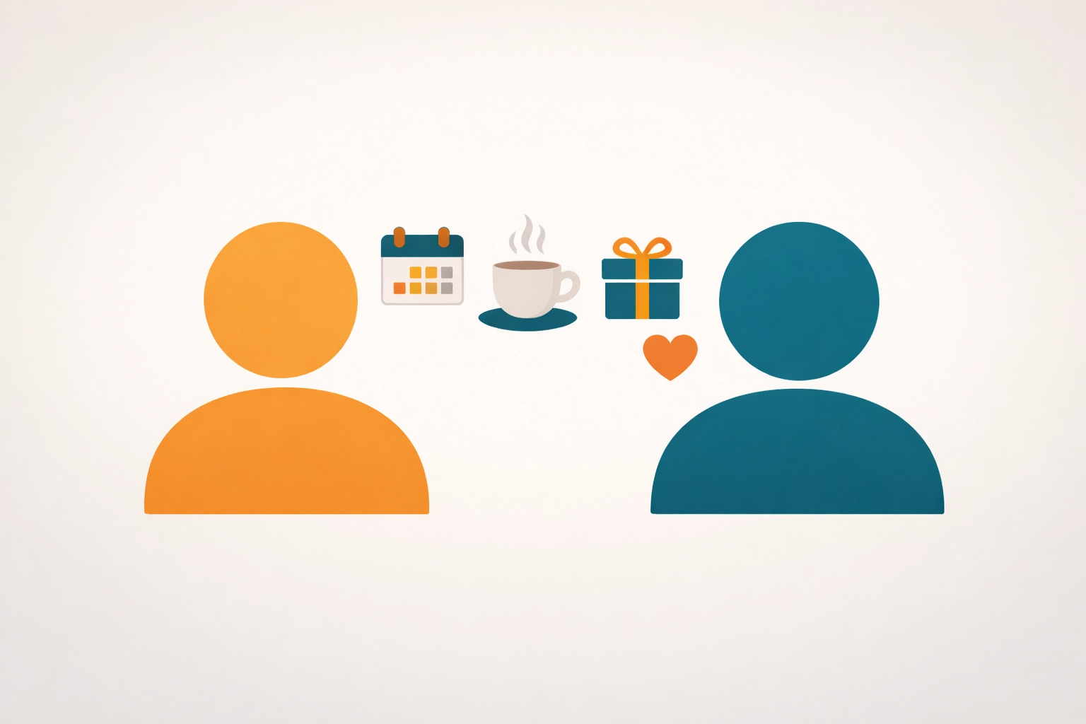 Two figures with relationship symbols representing investment in church community connections