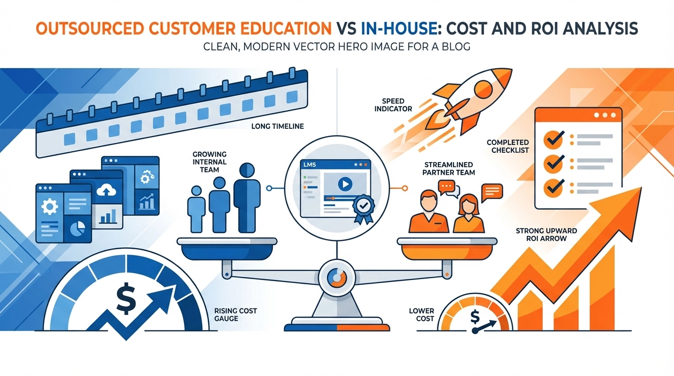 Feature image for outsourced customer education cost and ROI comparison