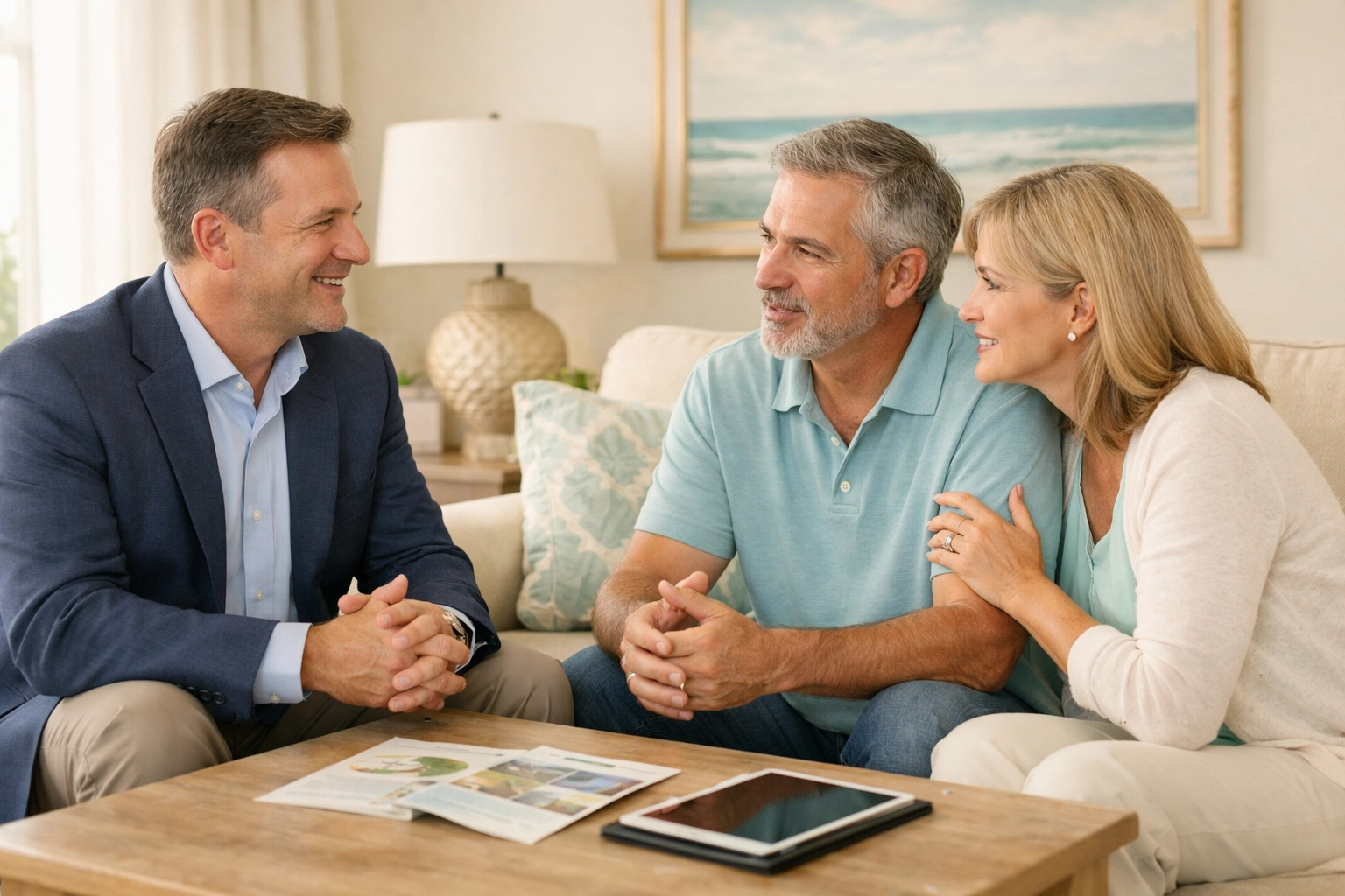 A Sarasota senior living advisor meeting with a family to discuss memory care placement options.