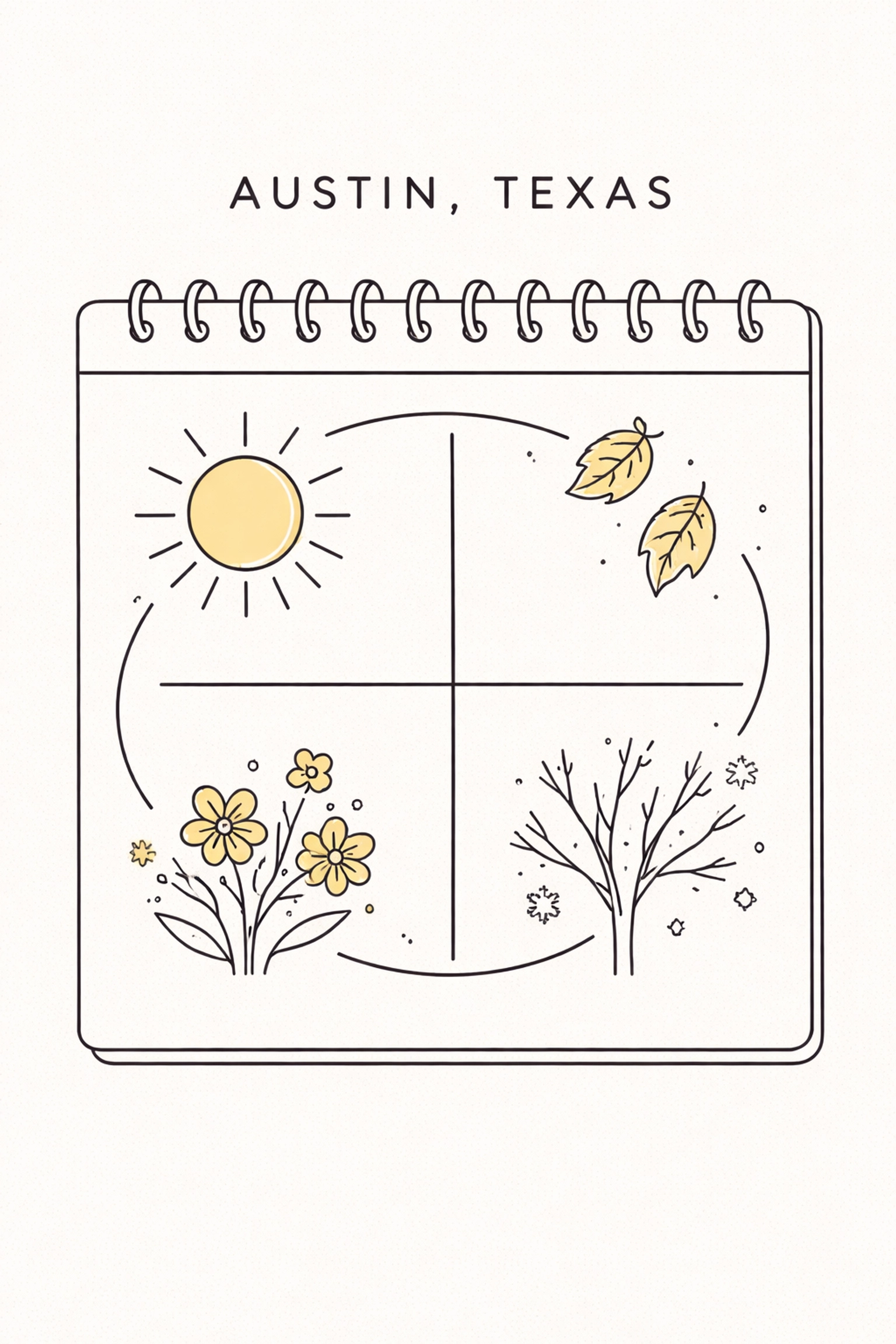 Minimalist calendar illustration highlighting Austin's seasonal demand for service business PPC