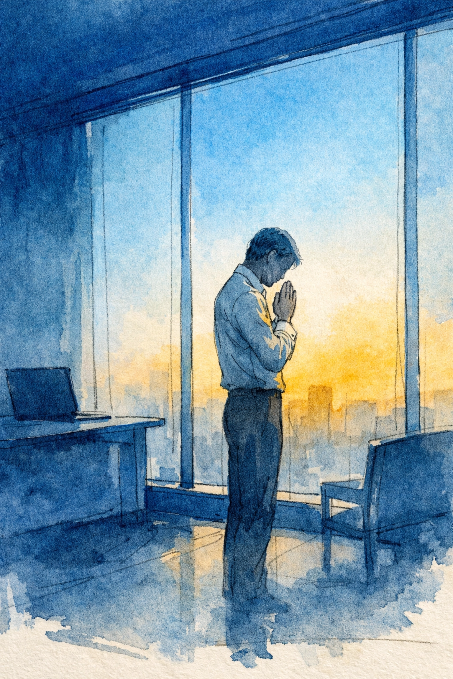 Professional reflection and blessing prayer in a corporate office by Dr. Layne McDonald - www.laynemcdonald.com