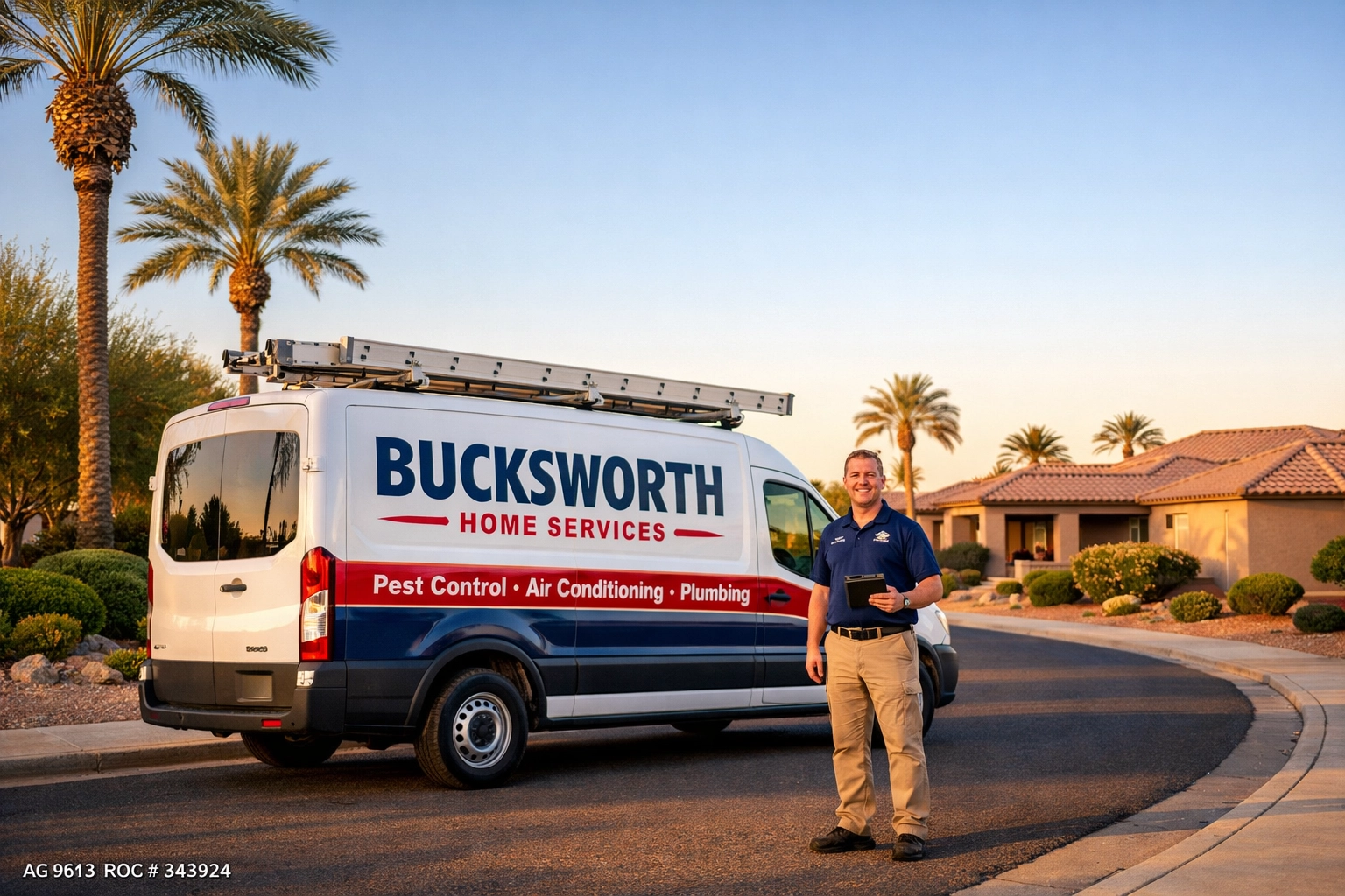 Bucksworth Home Services van parked in Sun Lakes, providing expert local plumbing in Chandler.