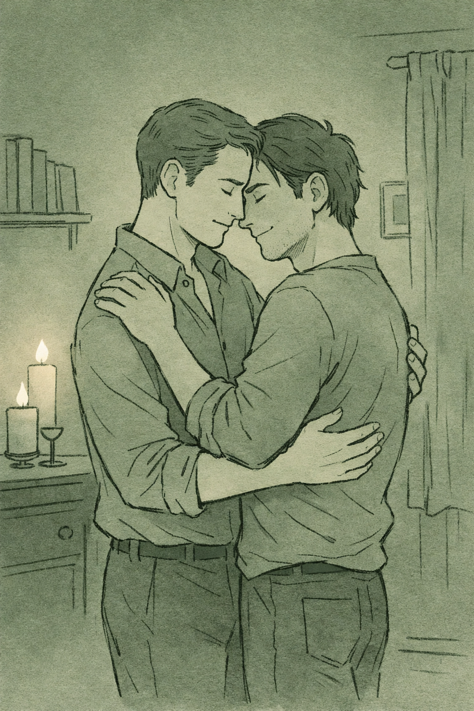 Gay couple dancing together showing emotional connection and trust in MM romance