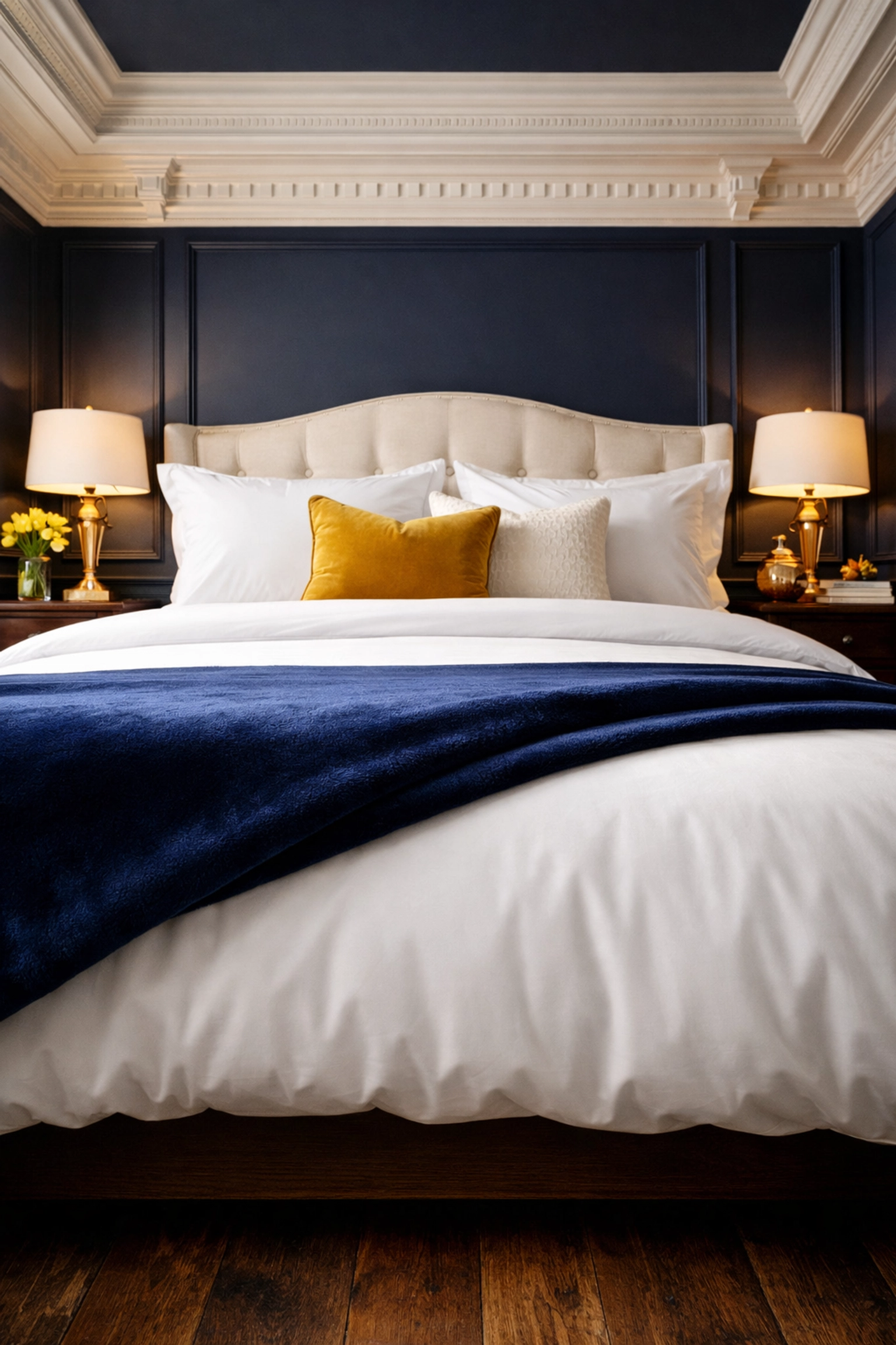 Pristine master bedroom bed with white-glove luxury residential cleaning Easton details.