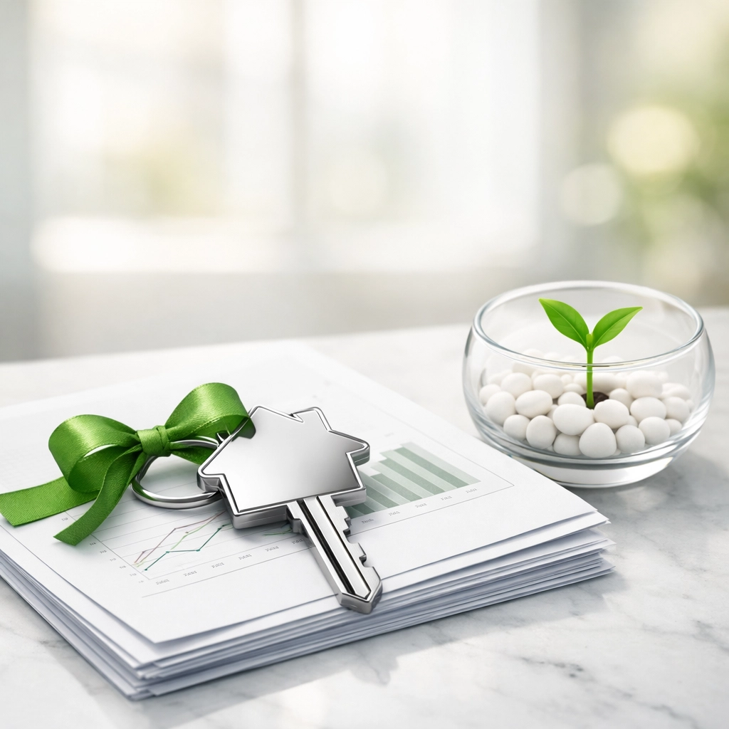 A silver house key and mortgage documents symbolizing passive income and DSCR loan growth in Tennessee.