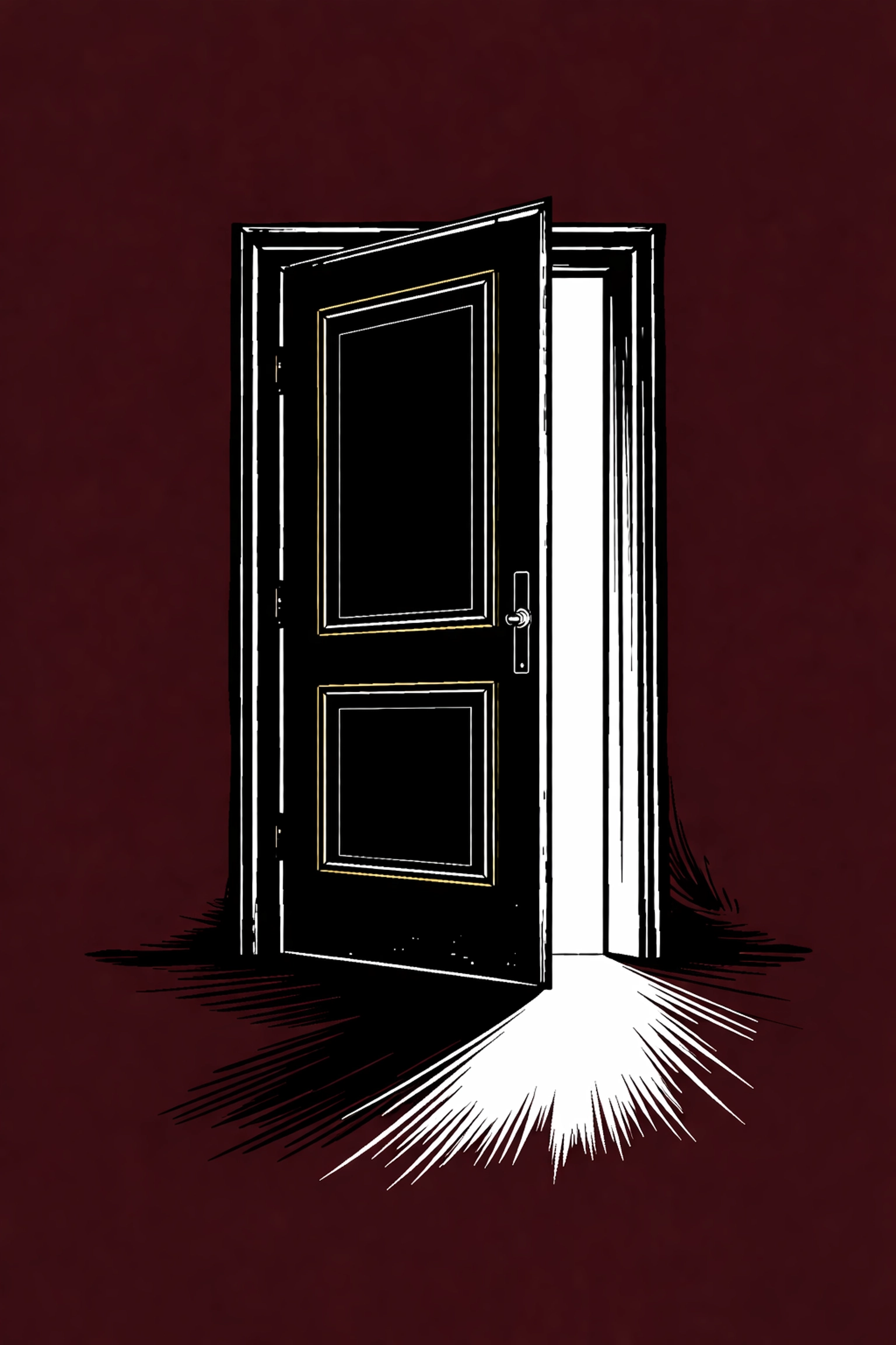 Hand-drawn illustration of an open door with light streaming through, representing exclusivity and opportunity for brands.